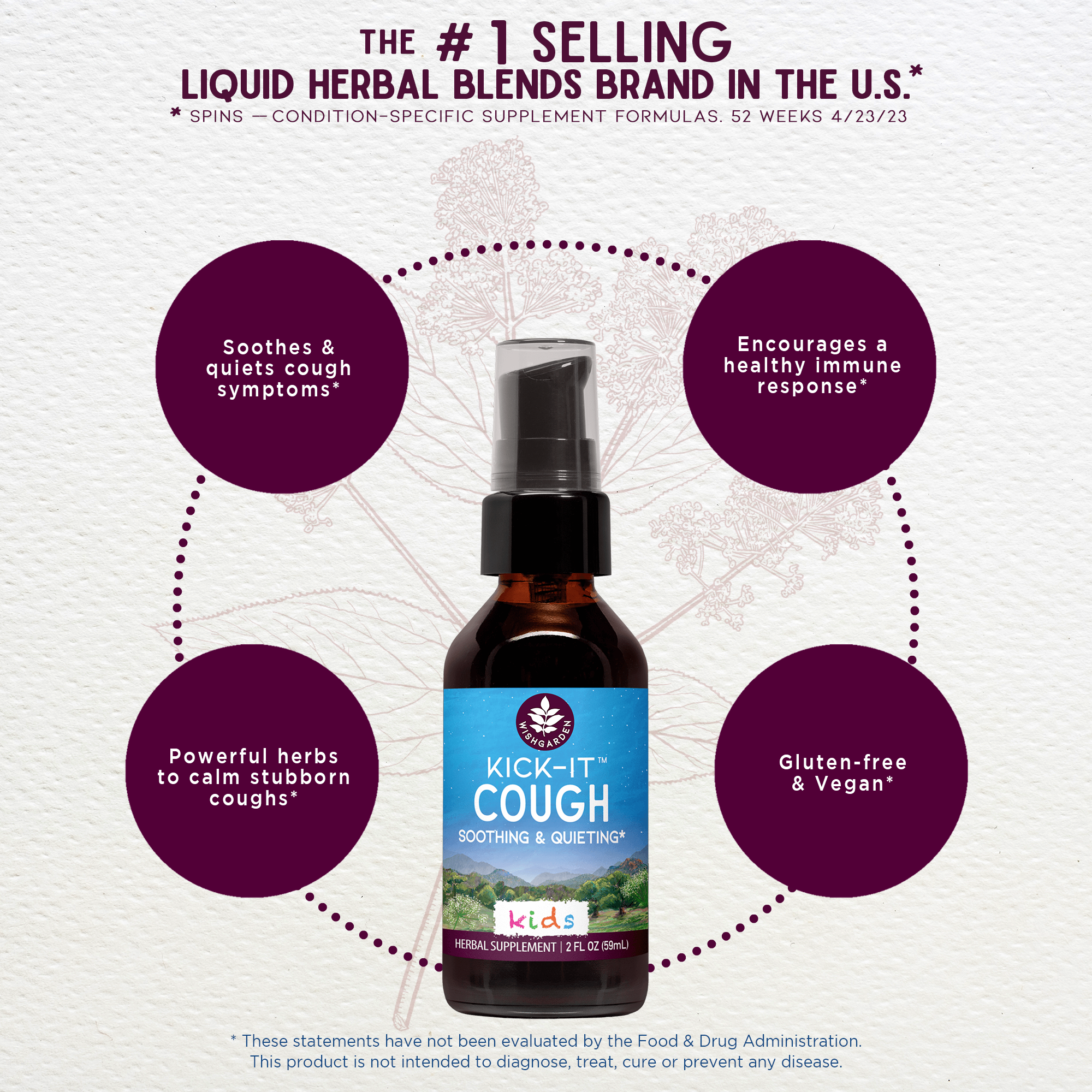 Kick-It Cough Soothing & Quieting For Kids by WishGarden Herbs
