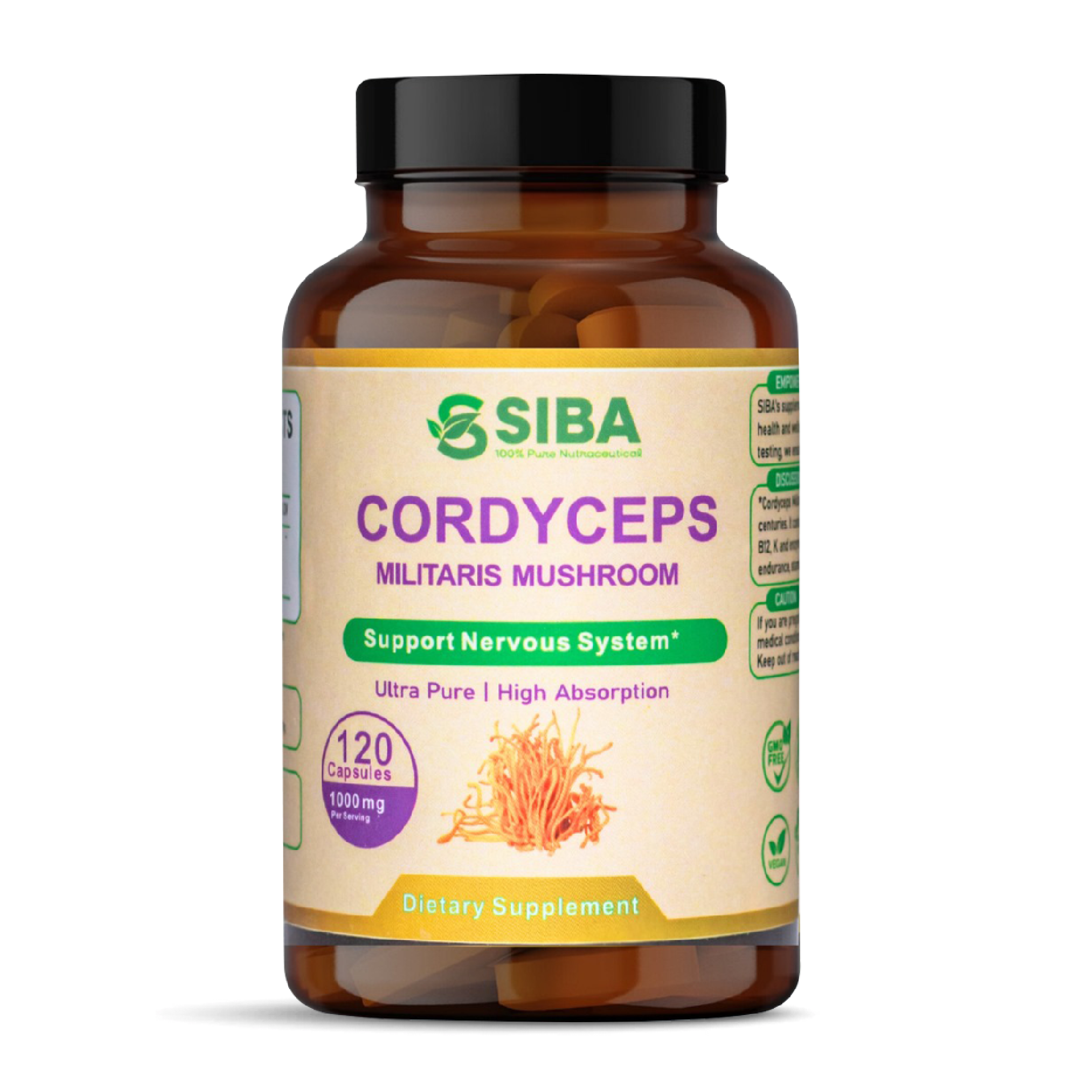 Cordyceps Mushroom Capsules by Siba Vitamins Store