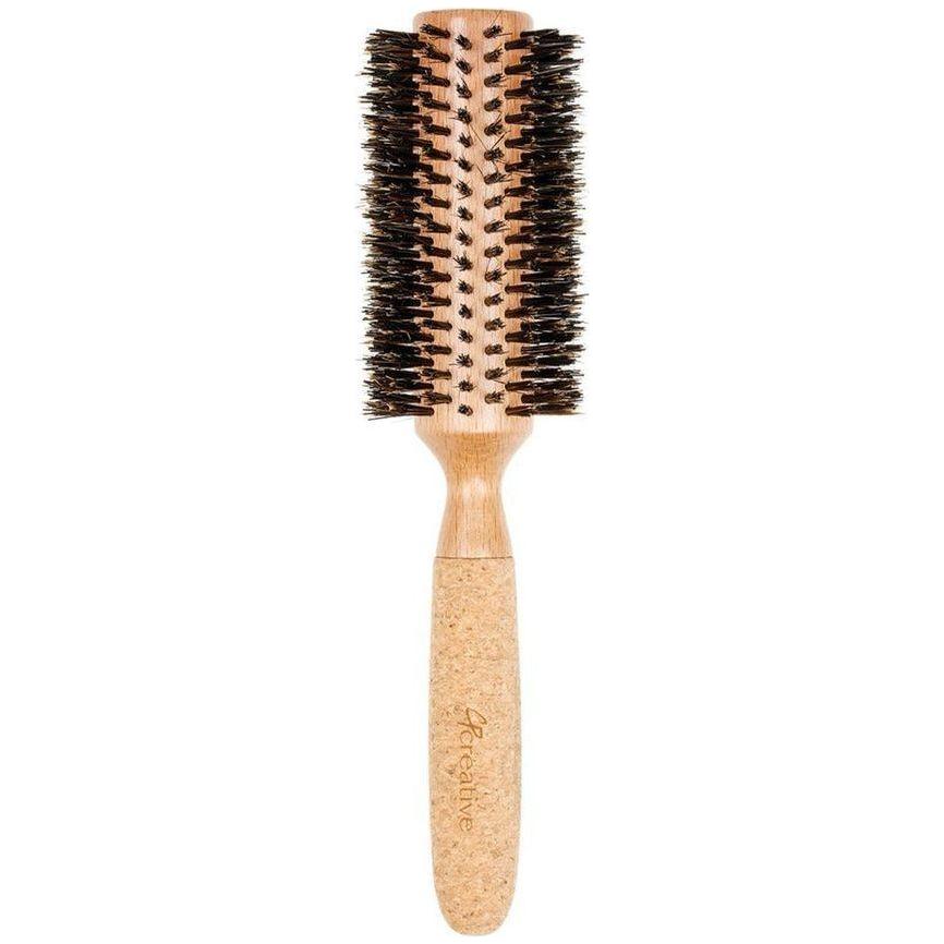 Eco-Friendly Birchwood and Cork Boar Bristle Round Hair Brush by Pasteur Pharmacy