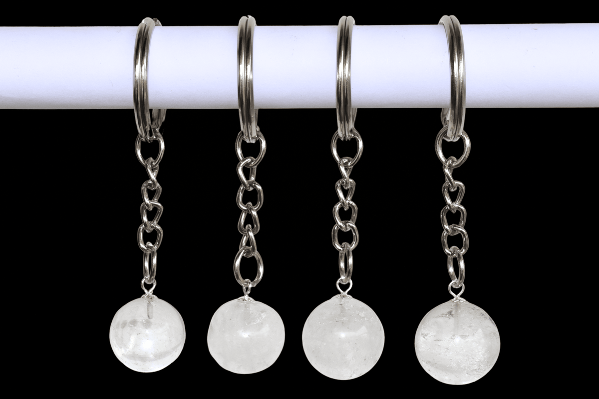 Crystal Quartz Key Chain, Gemstone Keychain Crystal Key Ring (Dreams and Enhancing) DestGlow