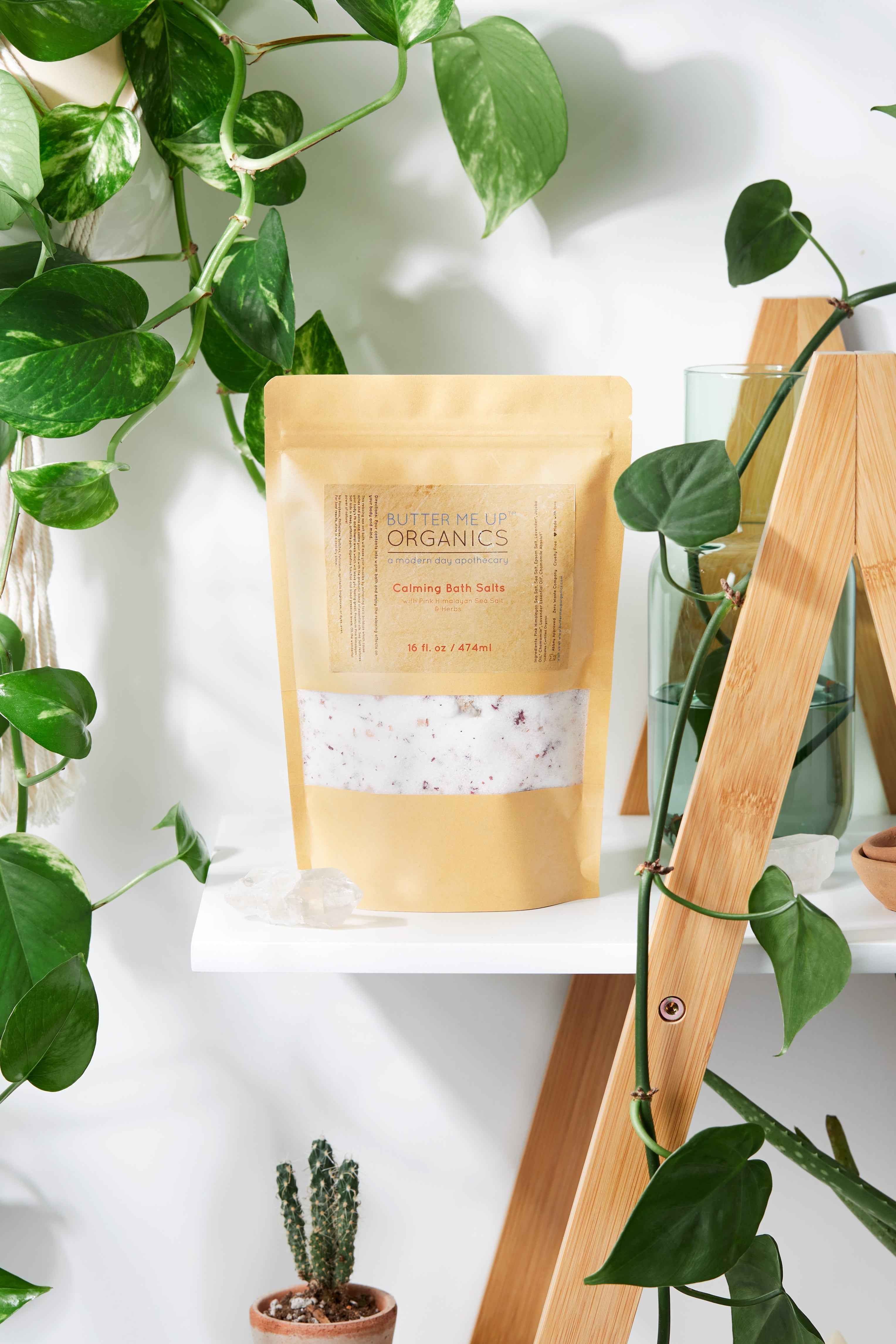 Calming Bath Salts / Detox / Relaxation / Lavender & Chamomile / Essential Oils / Organic Herbs / Herbal Bath Salts for Relaxation Stress by Butter Me Up Organics