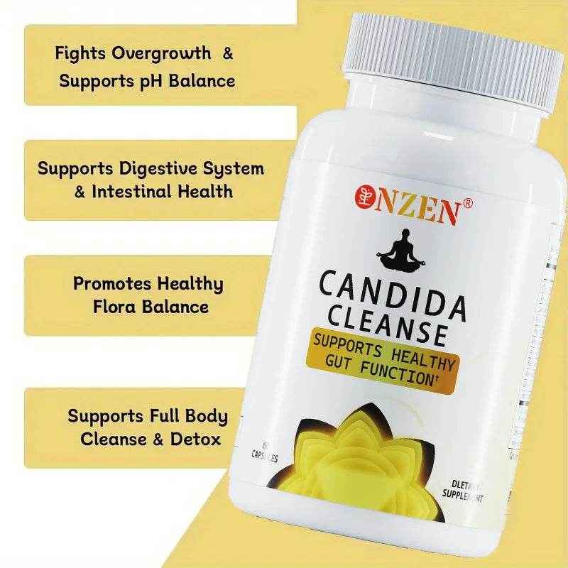 Candida Cleanse -Gut and ColonSupport -for Men & Women -AntiYeast Overgrowth -Oregano Leaf, Wormwood, Black Walnut, caprylic Ac