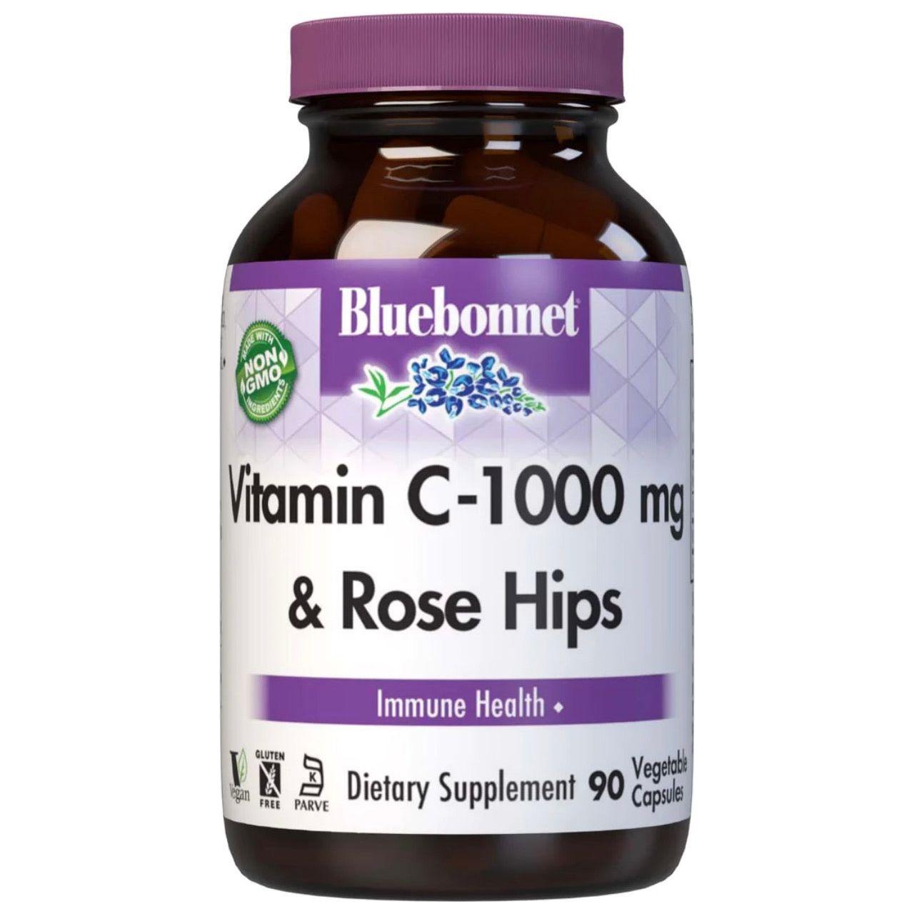 BlueBonnet Vitamin Plus Rosehips C 1000 mg, 90 Vegetable Capsules by Pasteur Pharmacy