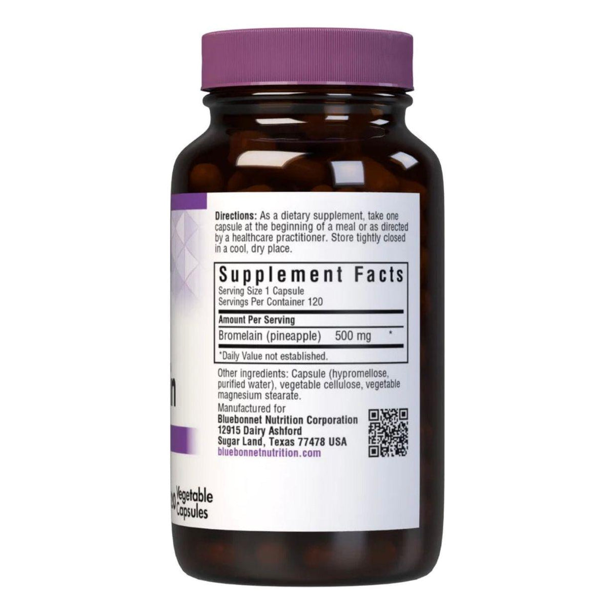 Bluebonnet Super Bromalain 500mg (2400 GDU/gm) 120 Vegetable Capsules