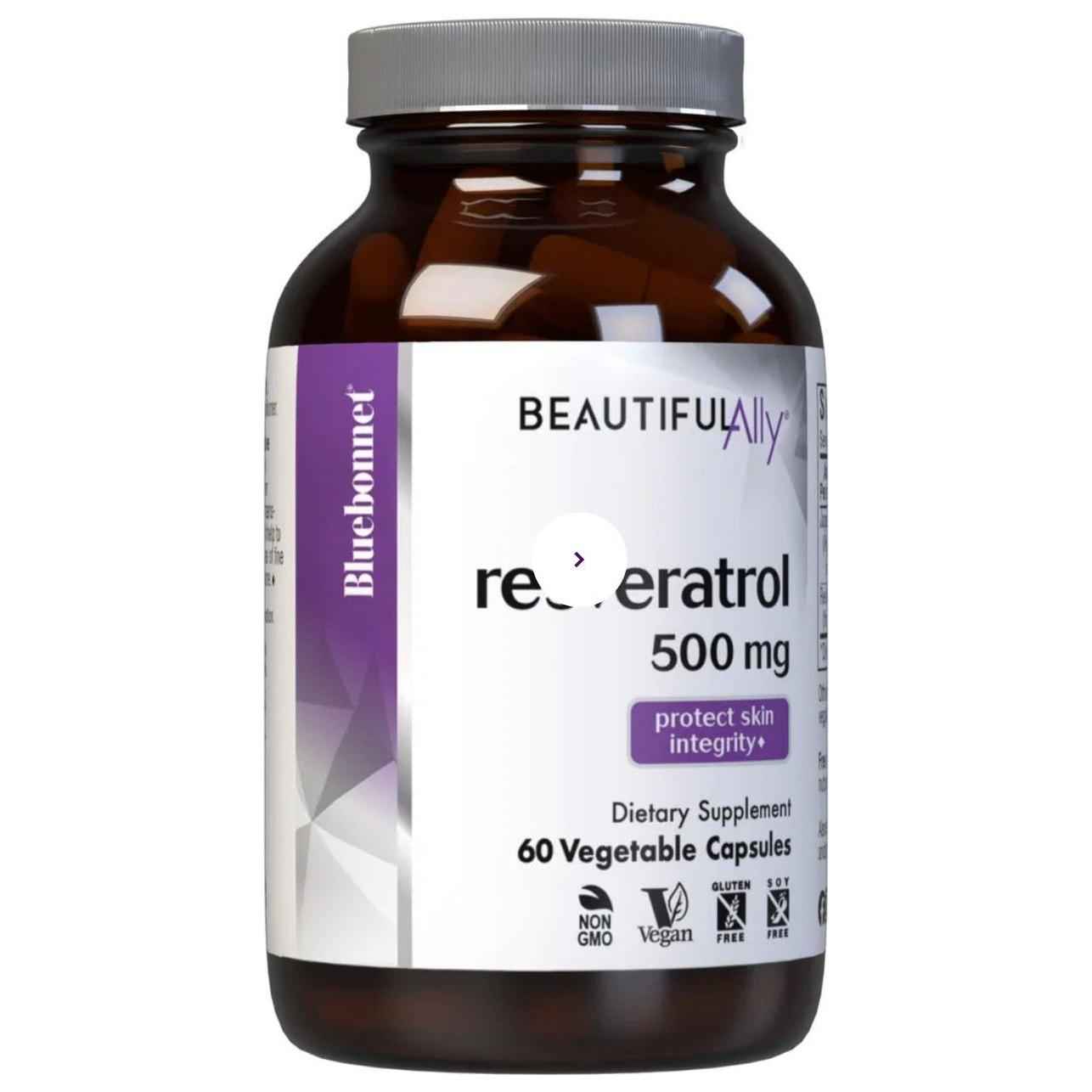 Bluebonnets Beautiful Ally Resveratrol 500 mg, 60 Vegetable Capsules by Pasteur Pharmacy