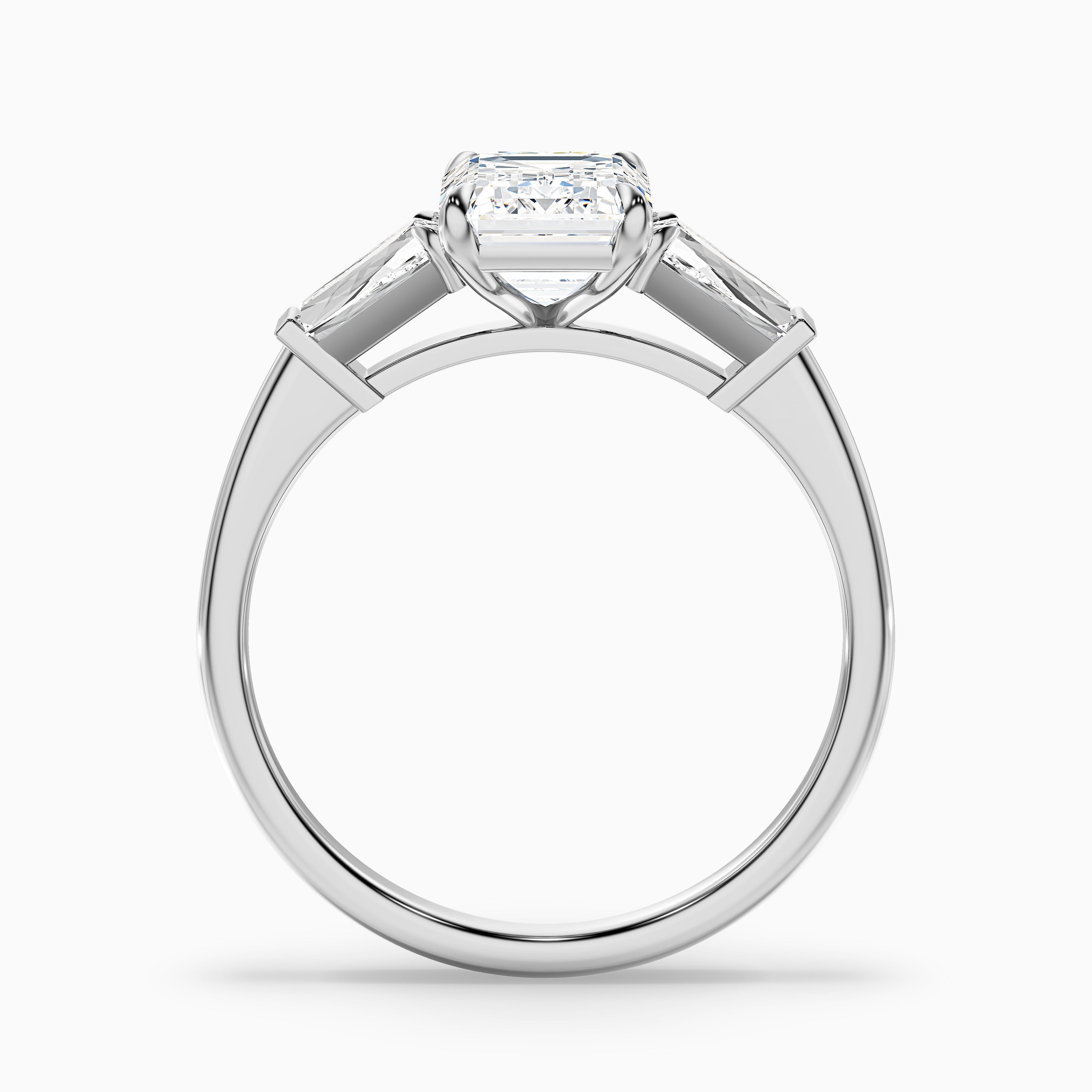 Melania 2 Carat Emerald with Tapered Baguette Cut Lab Grown Engagement Ring in 14k Yellow Gold