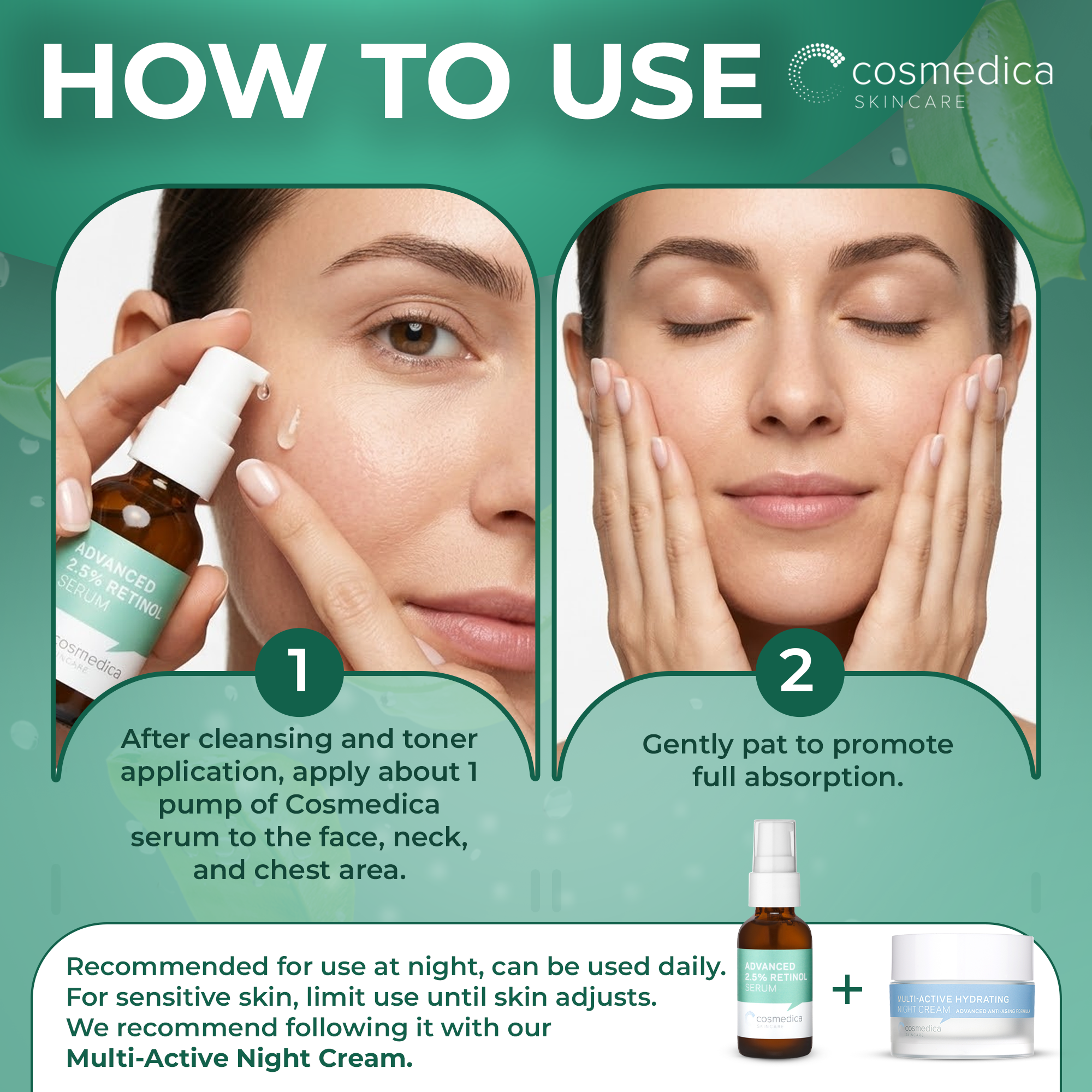 Cosmedica Skincare Retinol Serum 2.5% | Hydrating Vitamin A Serum with Green Tea Hyaluronic Acid Vitamin E | Non-Irritating Serum for Sensitive Skin Oily Skin | 1oz by Cosmedica Skincare
