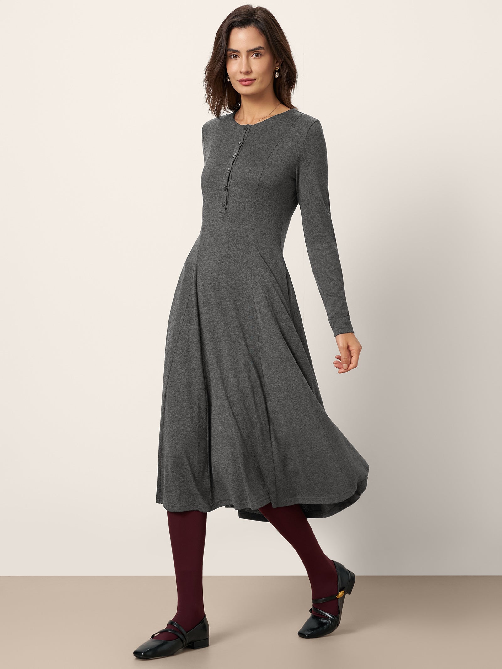 Cashmere Buttoned Panel Maxi Dress BREE by LINTICO