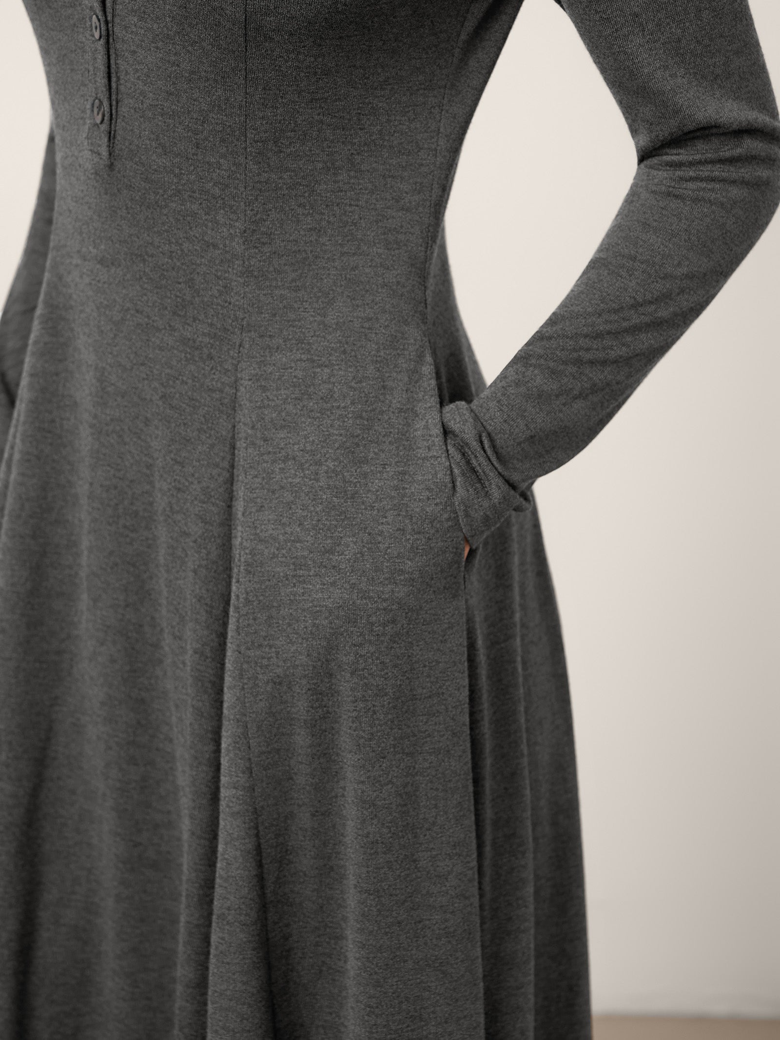 Cashmere Buttoned Panel Maxi Dress BREE by LINTICO