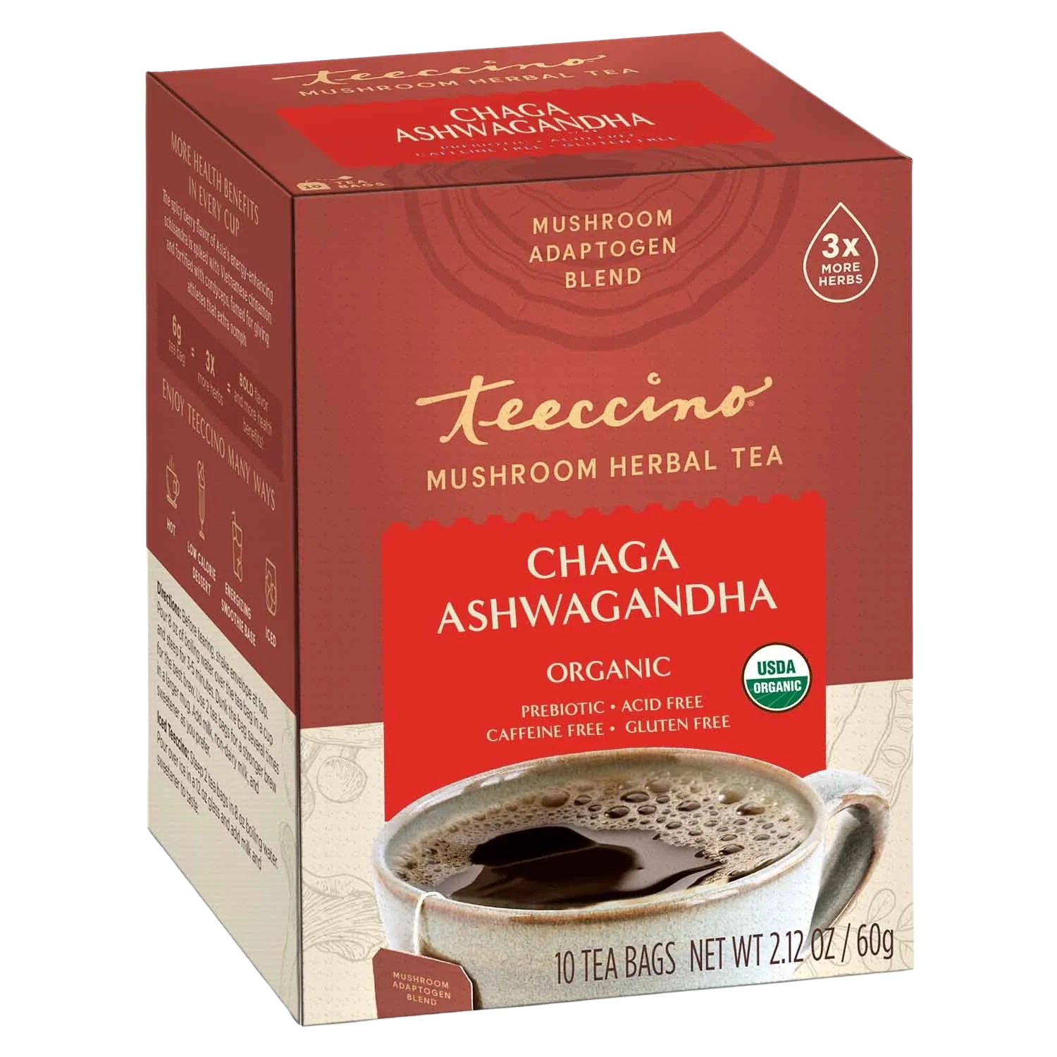 Chaga Ashwagandha Butterscotch Cream Mushroom Herbal Tea DestGlow