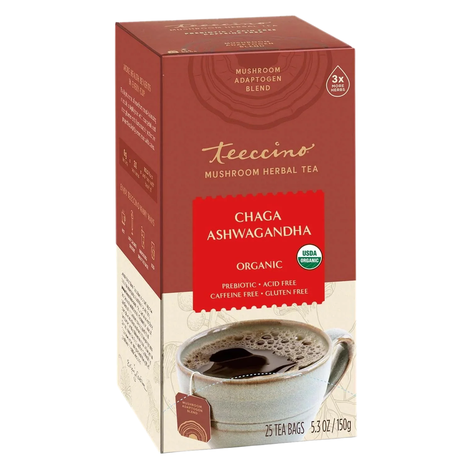 Chaga Ashwagandha Butterscotch Cream Mushroom Herbal Tea DestGlow