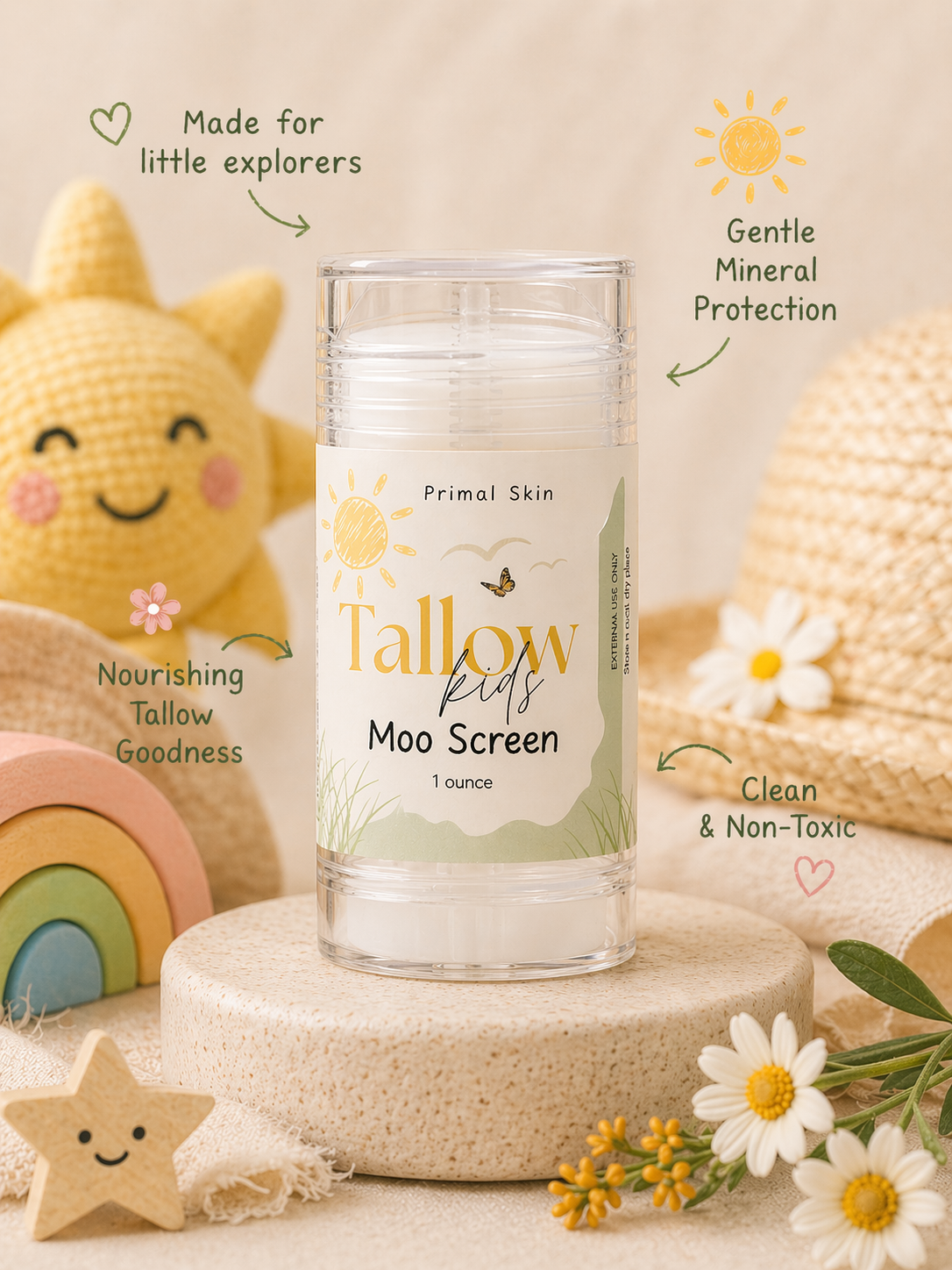 Moo Screen Kids Mineral Sunscreen by Primal Skin Tallow