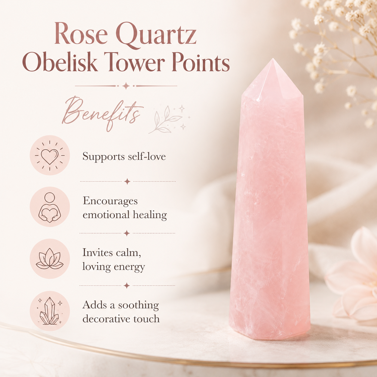 Rose Quartz Tower Point (Self-Love and Friendship) DestGlow