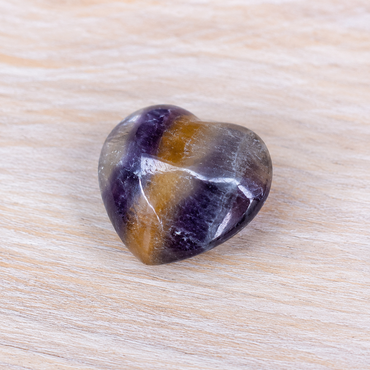 Multi Fluorite Heart Crystal, Puffy Mini 1 Inch Pocket Crystal Heart