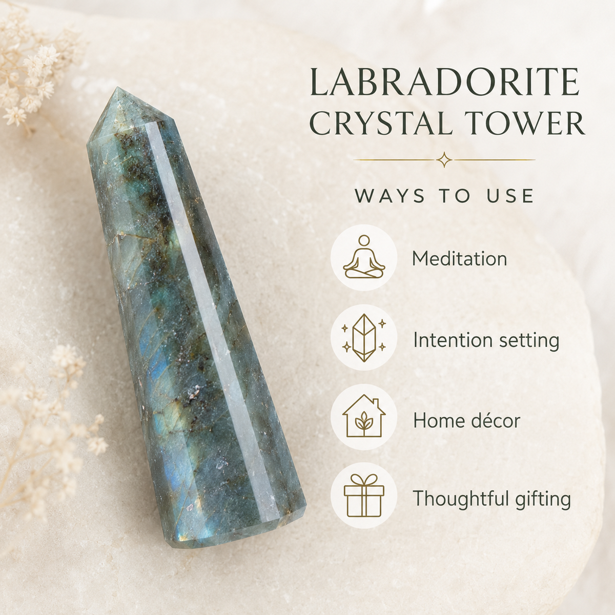 Labradorite Tower Point ( Intuition and Spiritual Enlightenment) DestGlow