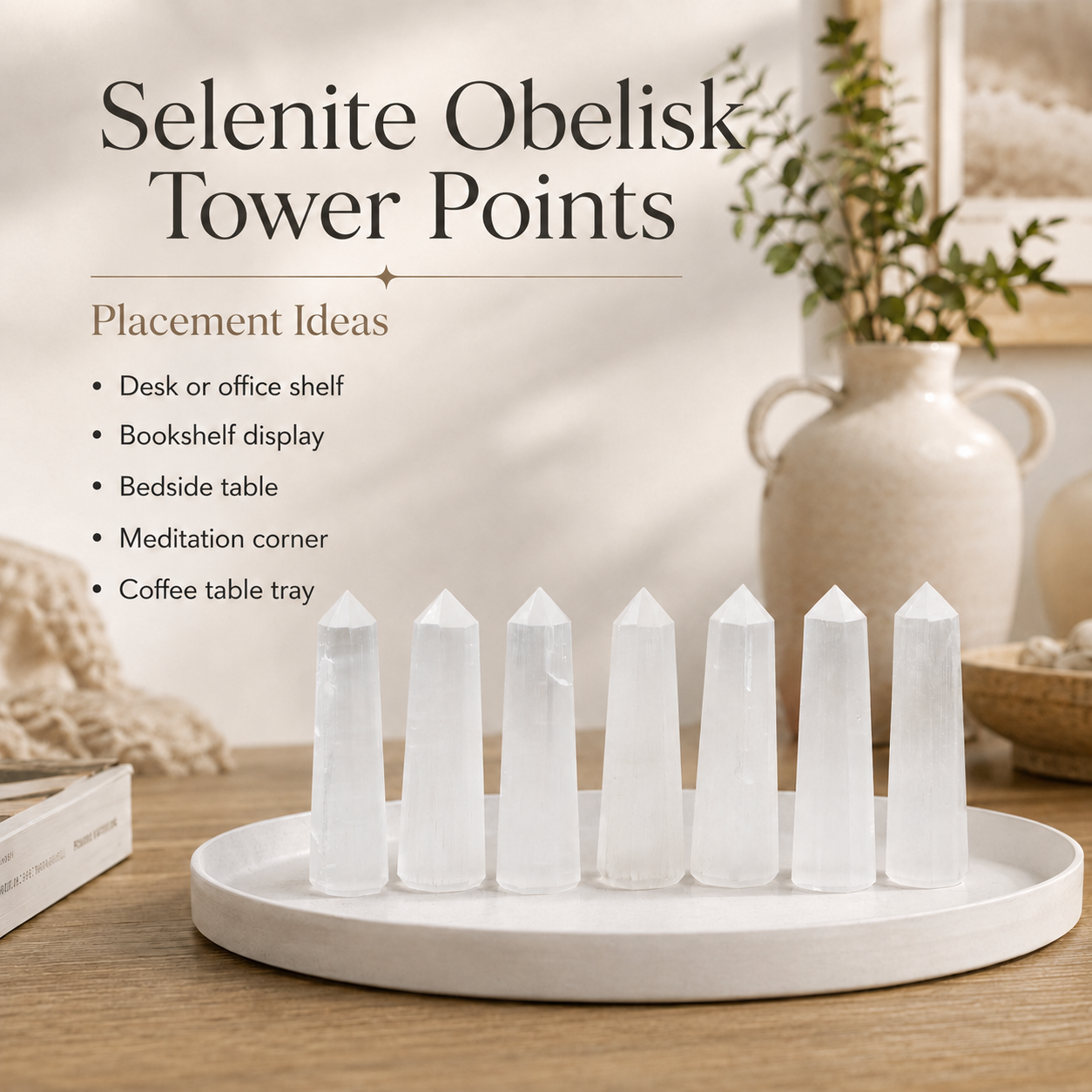 Selenite Tower Point (Insight and Flexibility) DestGlow