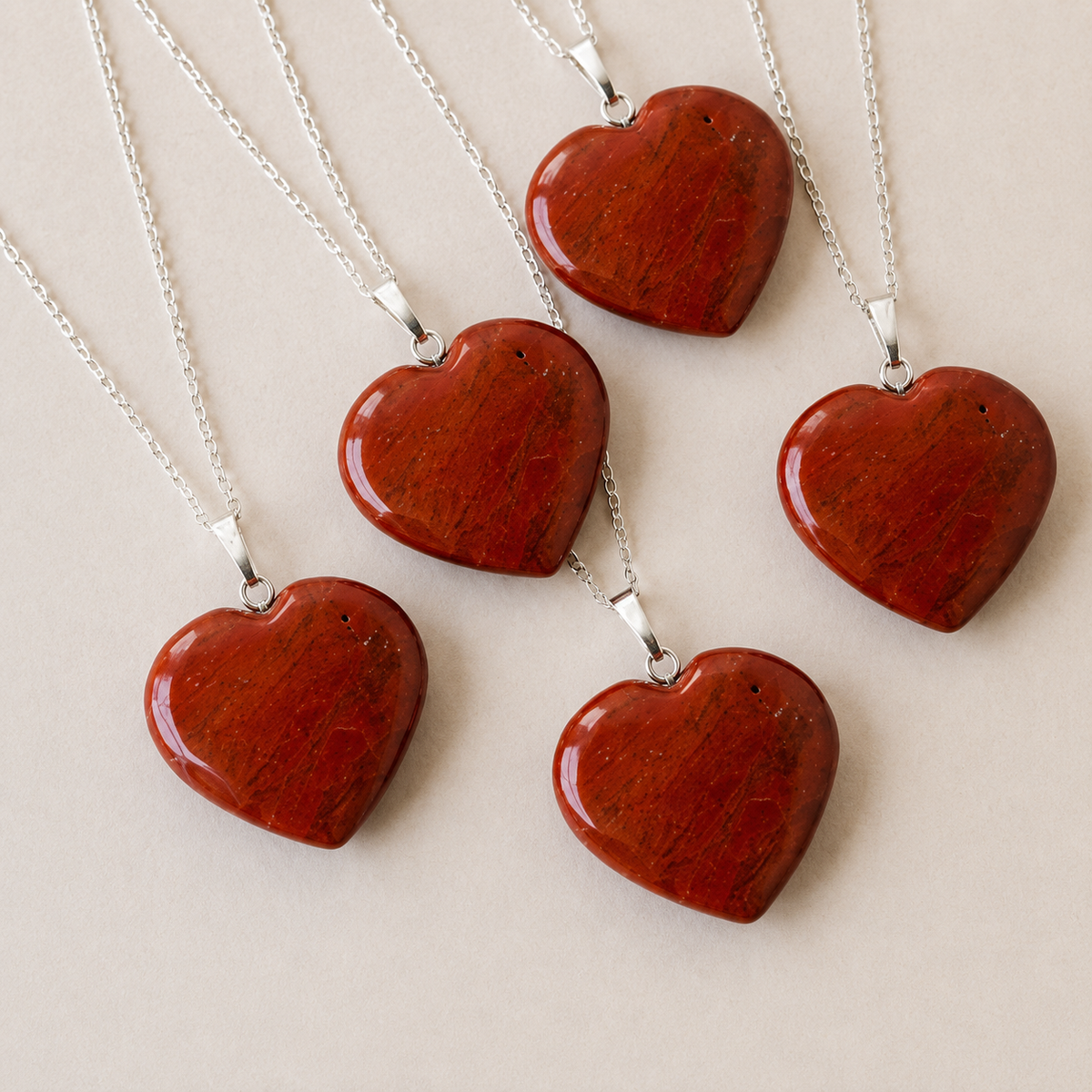 Real Red Jasper Crystal Heart Pendant, Genuine Heart Shaped DestGlow