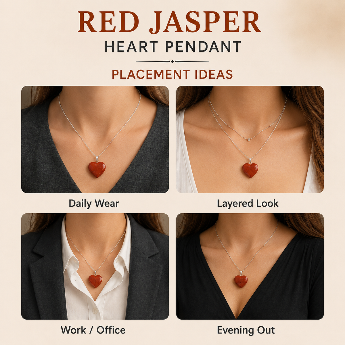Real Red Jasper Crystal Heart Pendant, Genuine Heart Shaped DestGlow