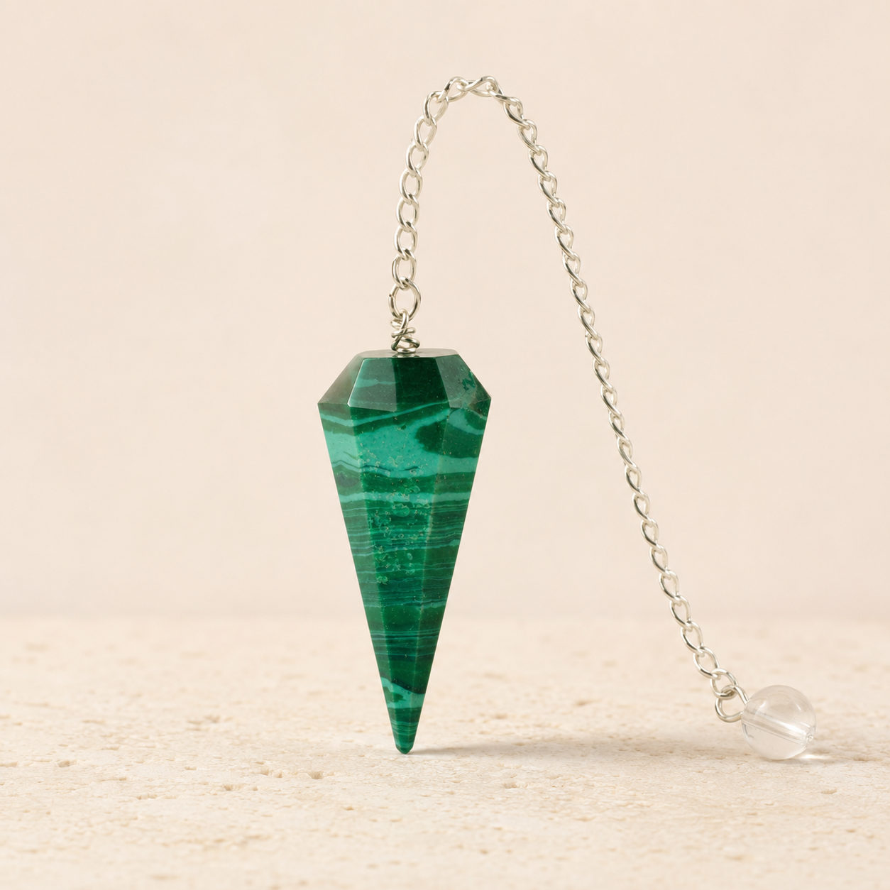 Malachite Faceted Hexagon Pendulum, Crystal Pendulum DestGlow