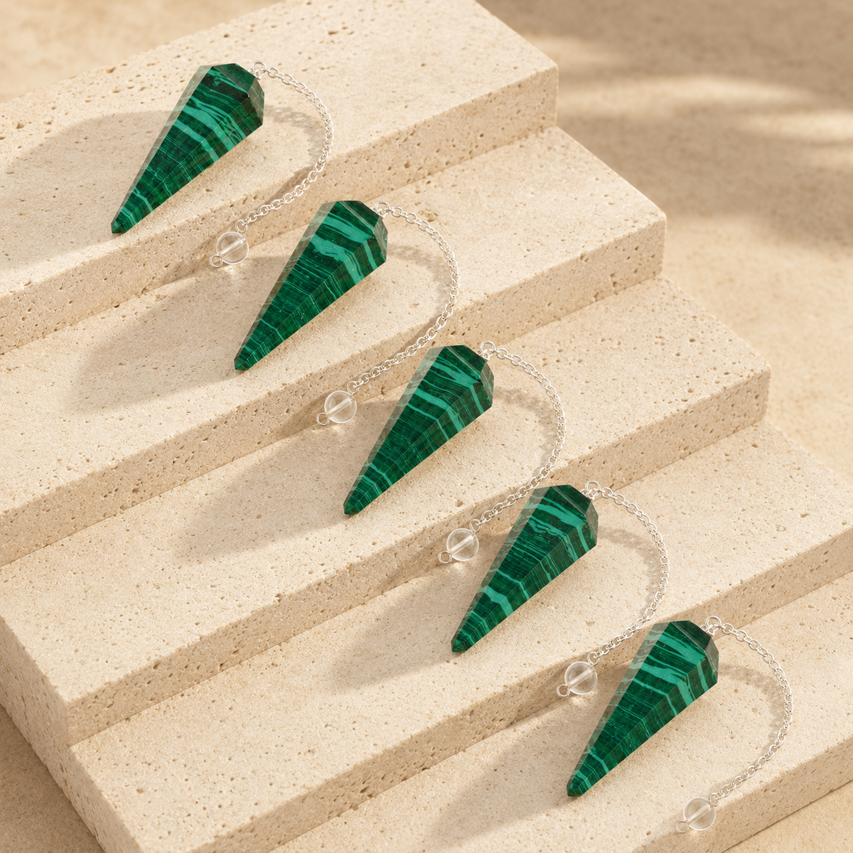 Malachite Faceted Hexagon Pendulum, Crystal Pendulum DestGlow