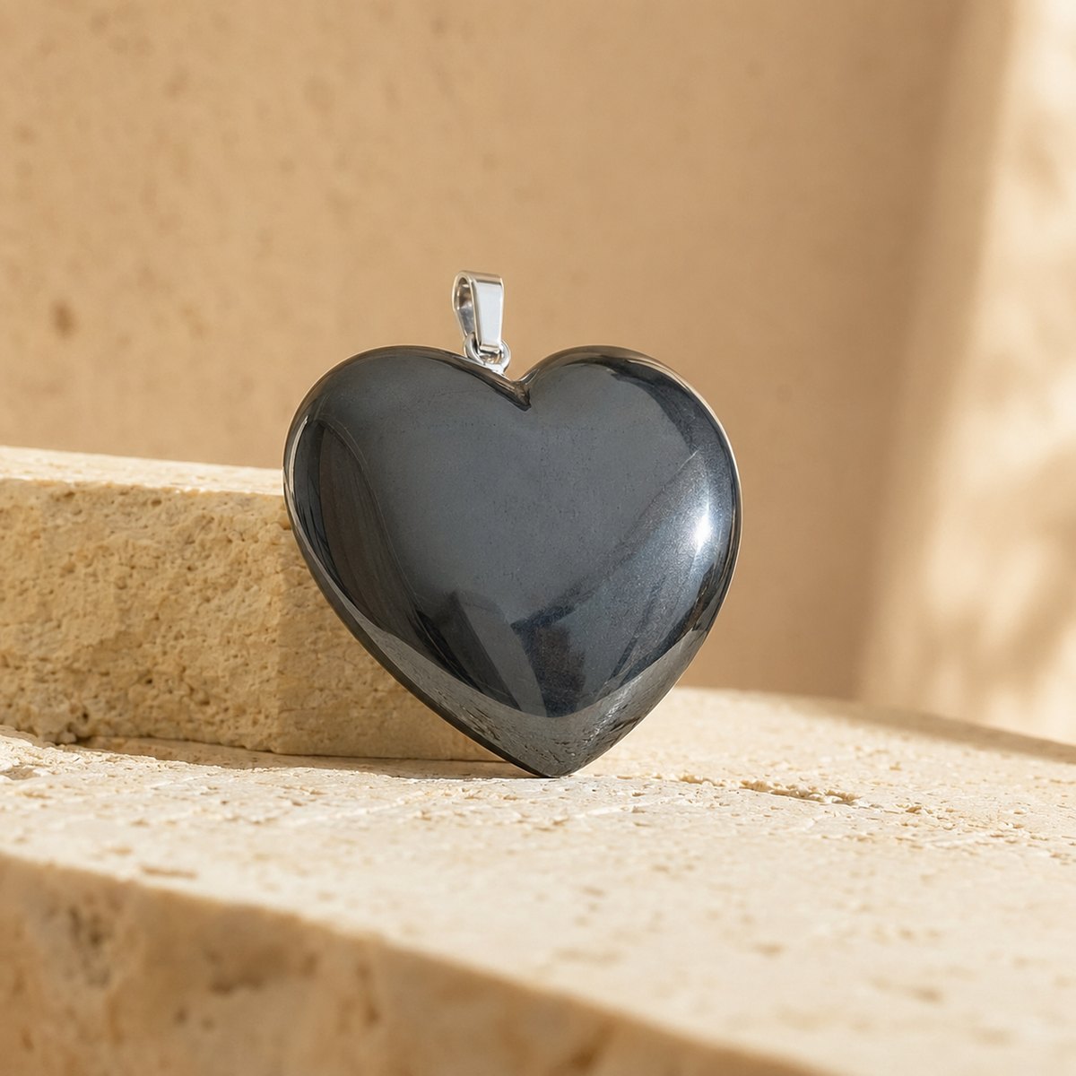 Genuine Hematite Crystal Heart Pendant, Genuine Heart Shaped Necklaces DestGlow