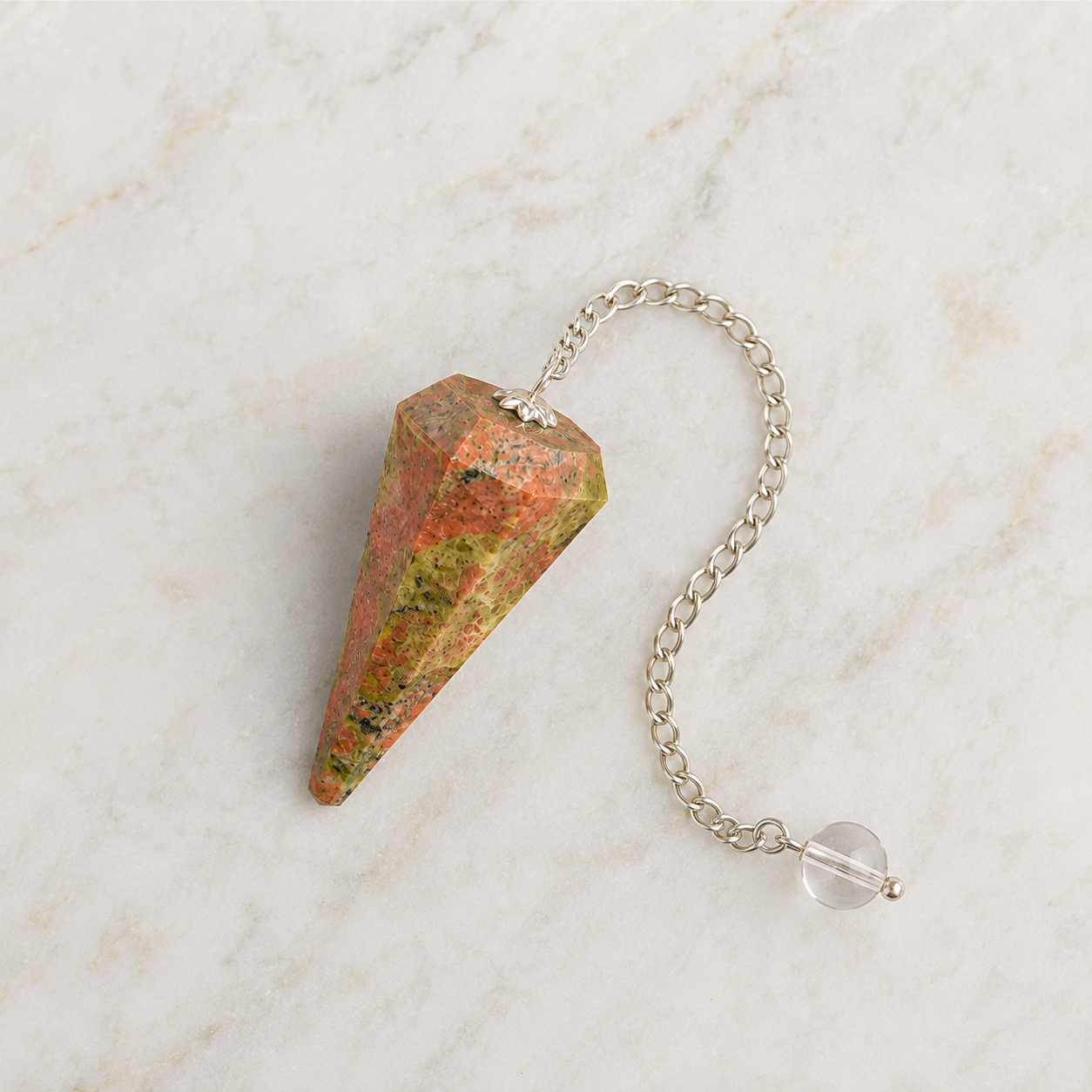 Unakite Faceted Hexagon Pendulum, Crystal Pendulum DestGlow