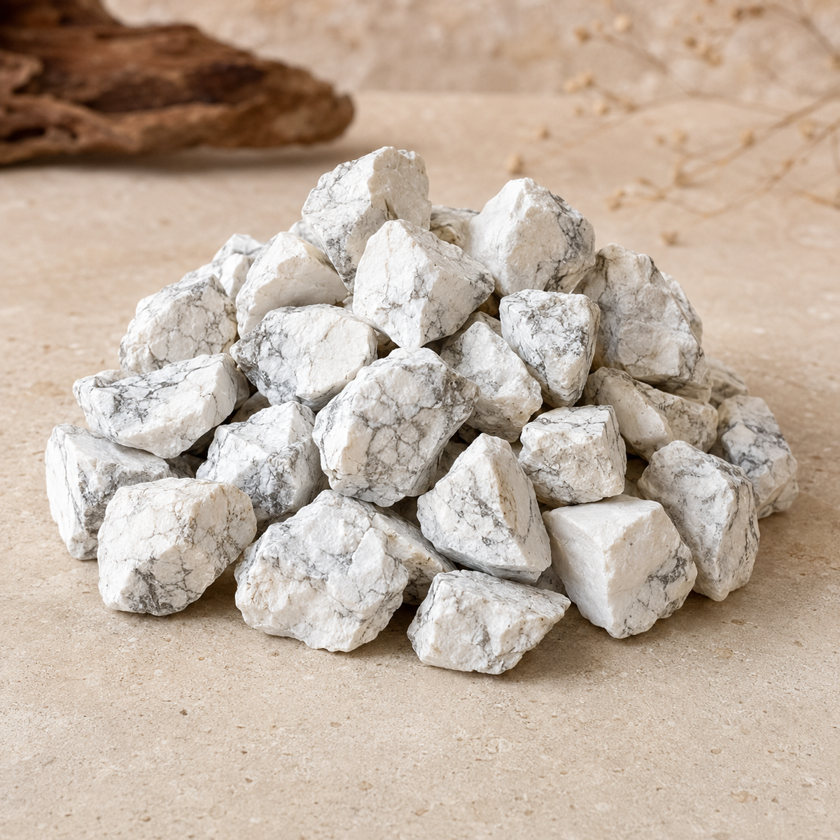 Howlite Rough Rocks (Strength and Stress Relief) DestGlow