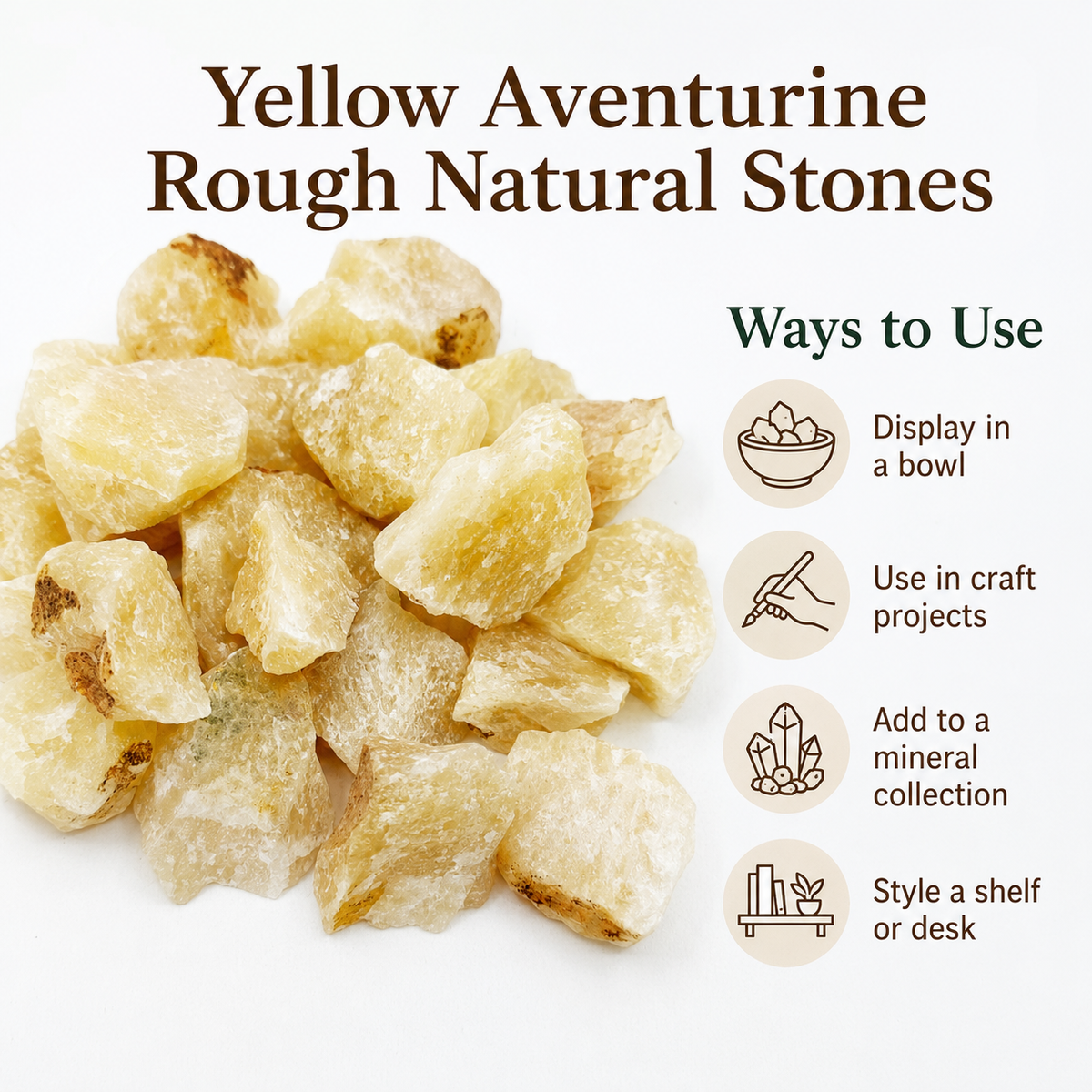 Yellow Aventurine Rough Rocks (Power and Weight Control) DestGlow