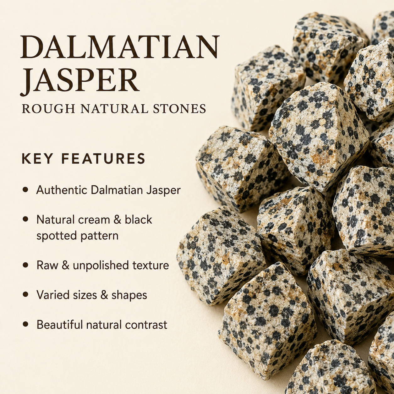 Dalmatian Jasper Rough Rocks (Grounding Energy and Good Fortune) DestGlow
