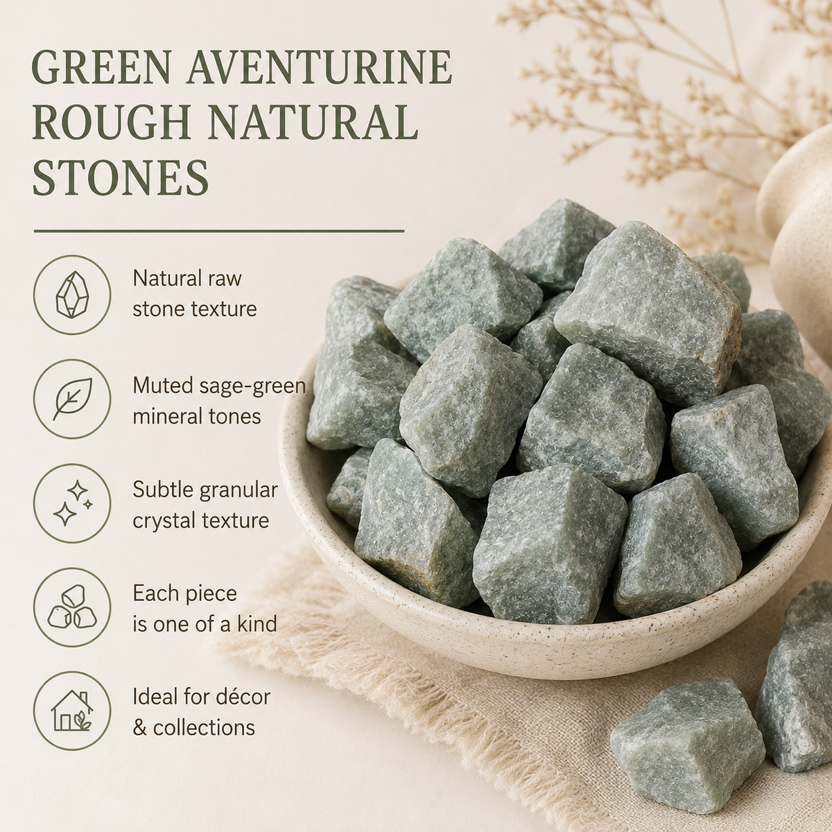 Green Aventurine Rough Rocks (Grounding and Stability) DestGlow