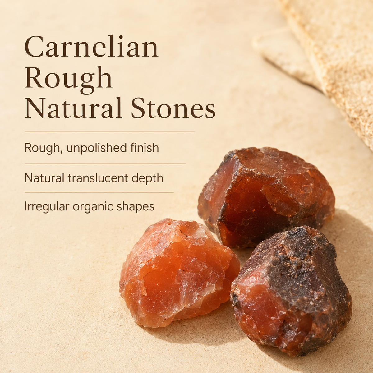 Carnelian Rough Rocks (Motivation and Stimulates Creativity) DestGlow