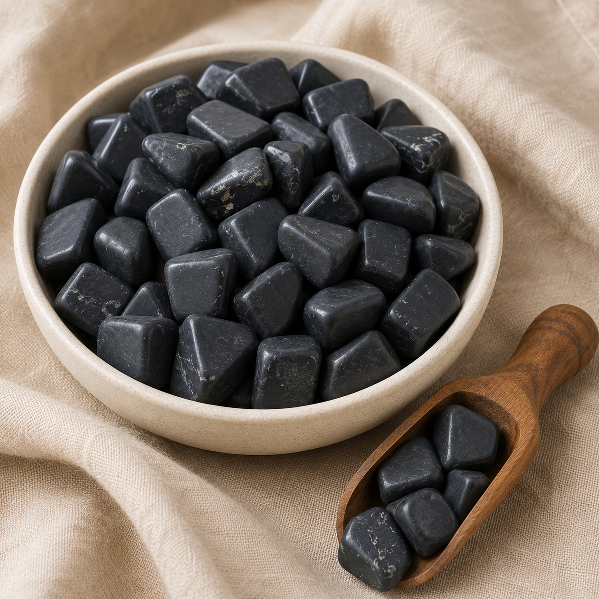 Black Shungite Tumbled Crystals (Elimination Toxins and Clarity ) DestGlow