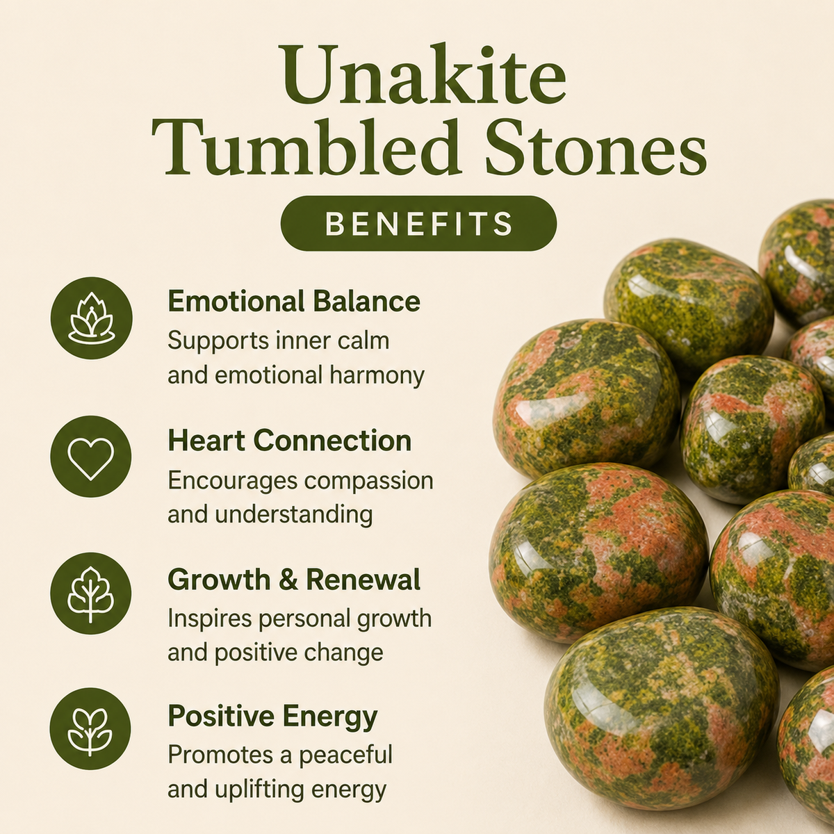 Unakite Tumbled Crystals (Self Discovery and Wisdom ) DestGlow
