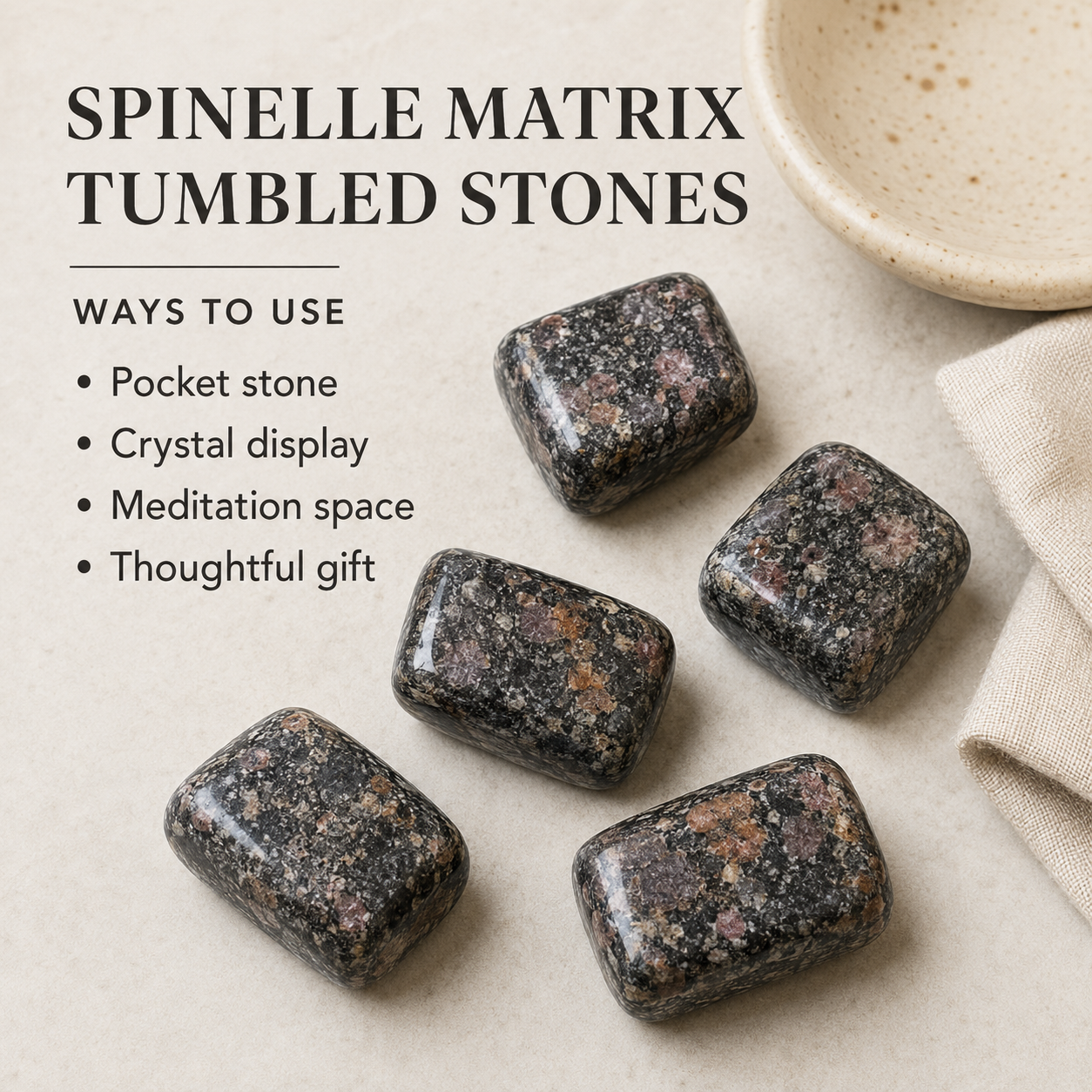 Spinelle Matrix Tumbled Crystals(Physical Strength and Promotes Longevity) DestGlow