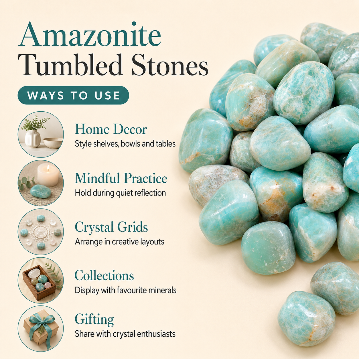 Amazonite Tumbled Crystals(Alignment Of Chakra & Breaking Addictions) DestGlow