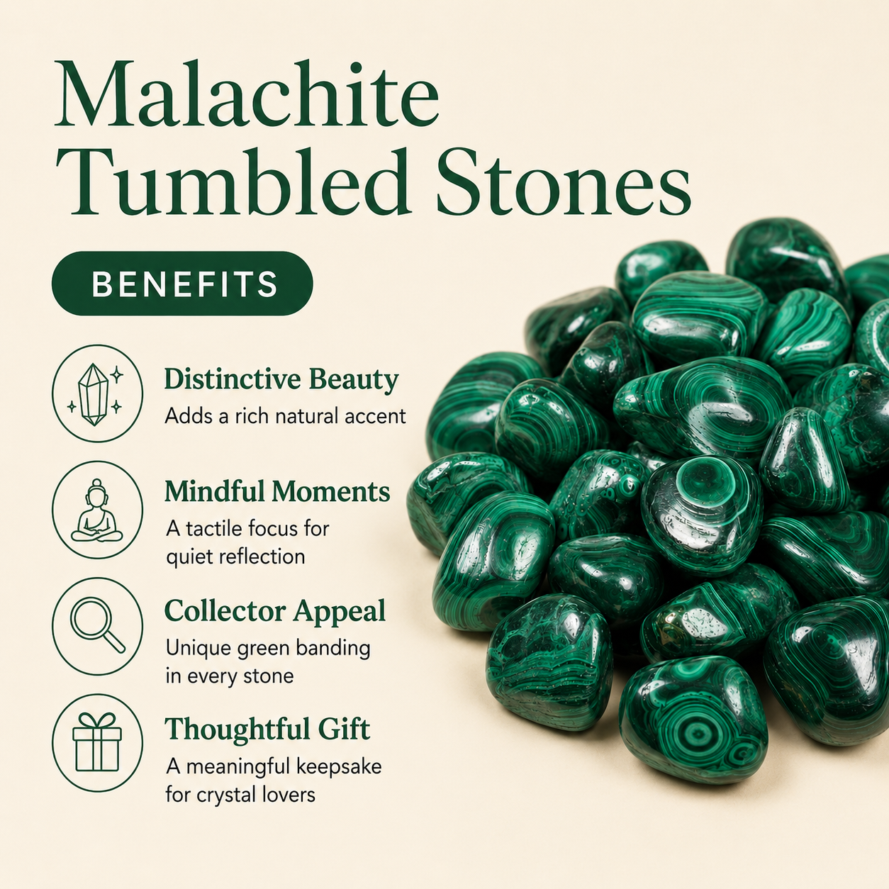 Malachite Tumbled Crystals (Leadership and Travel) DestGlow