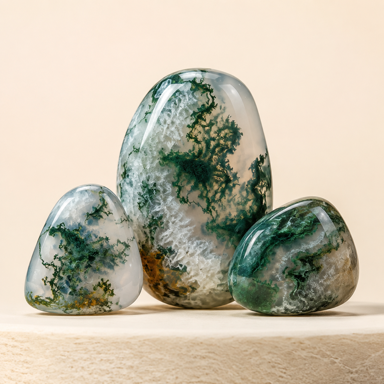 Moss Agate Tumbled Crystals (Generosity and Resolution)