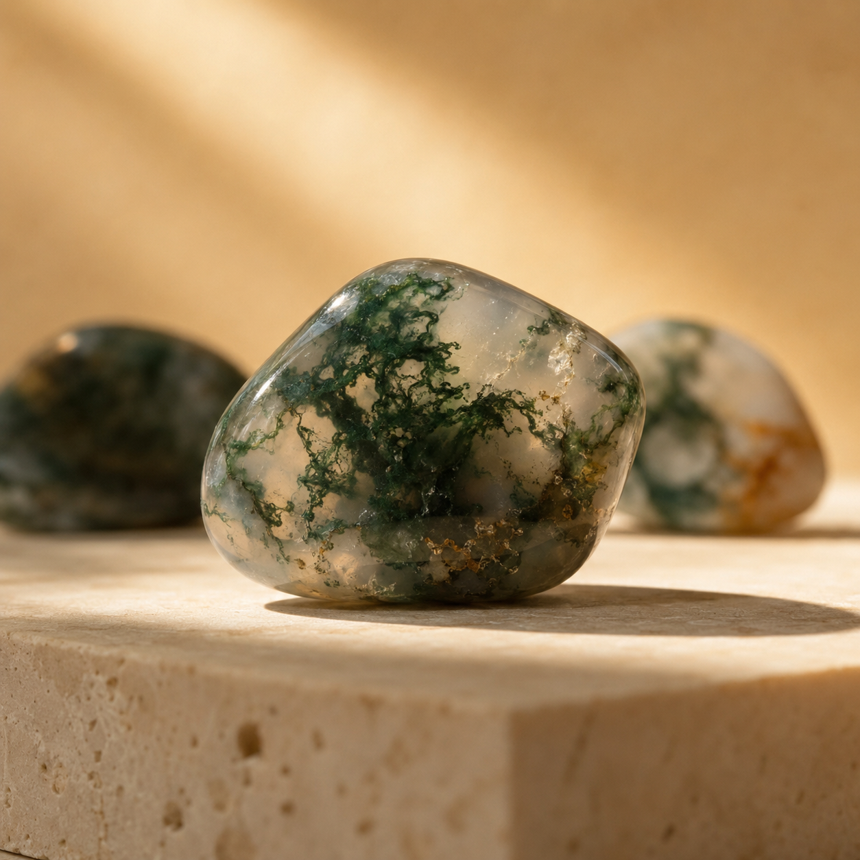 Moss Agate Tumbled Crystals (Generosity and Resolution)