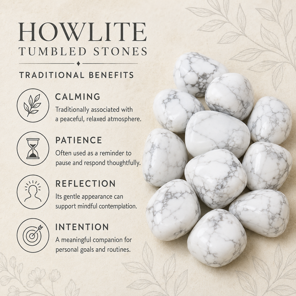 Howlite Tumbled Crystals (Insight and Inspiration) DestGlow