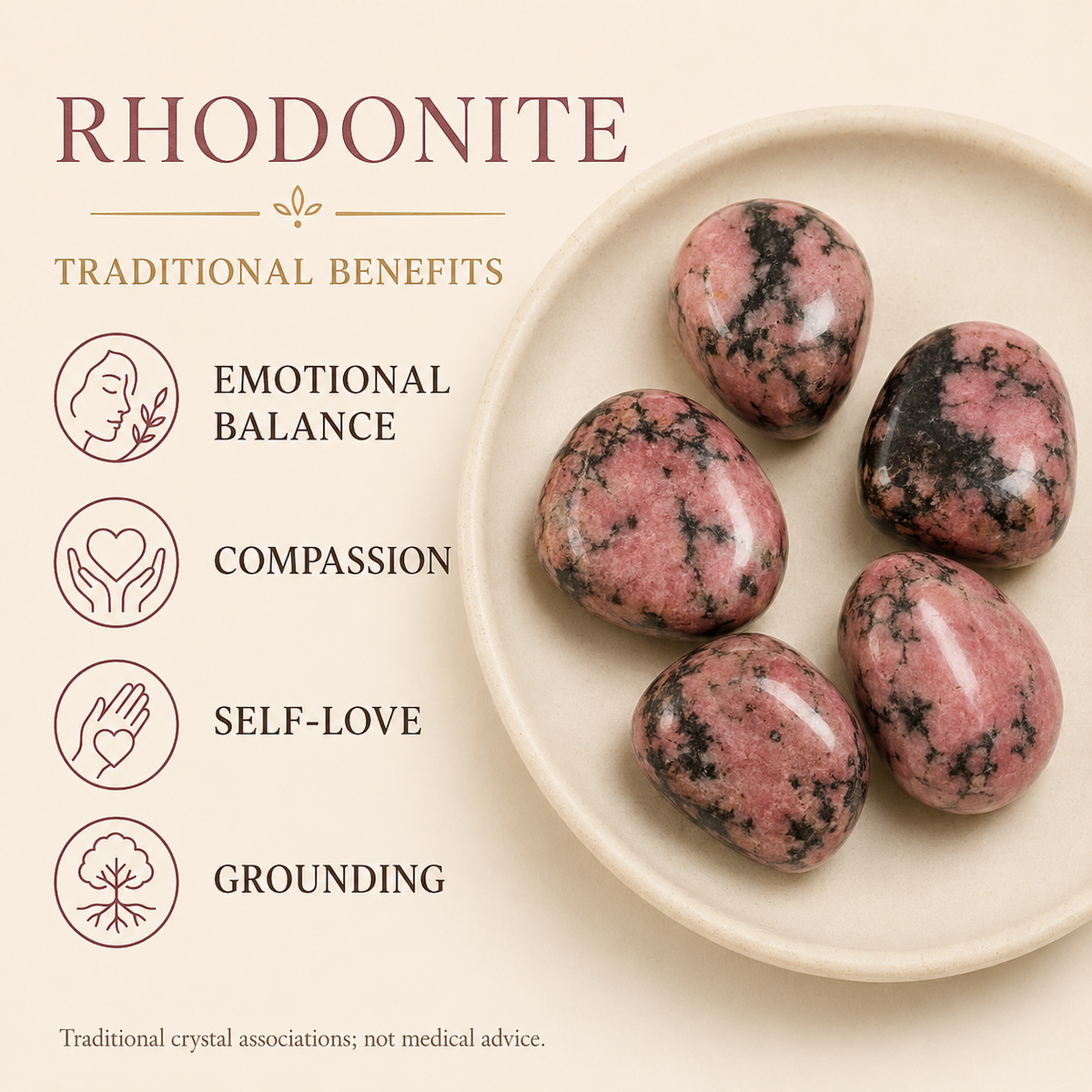 Rhodonite Tumbled Crystals (Spirit and Wisdom) DestGlow