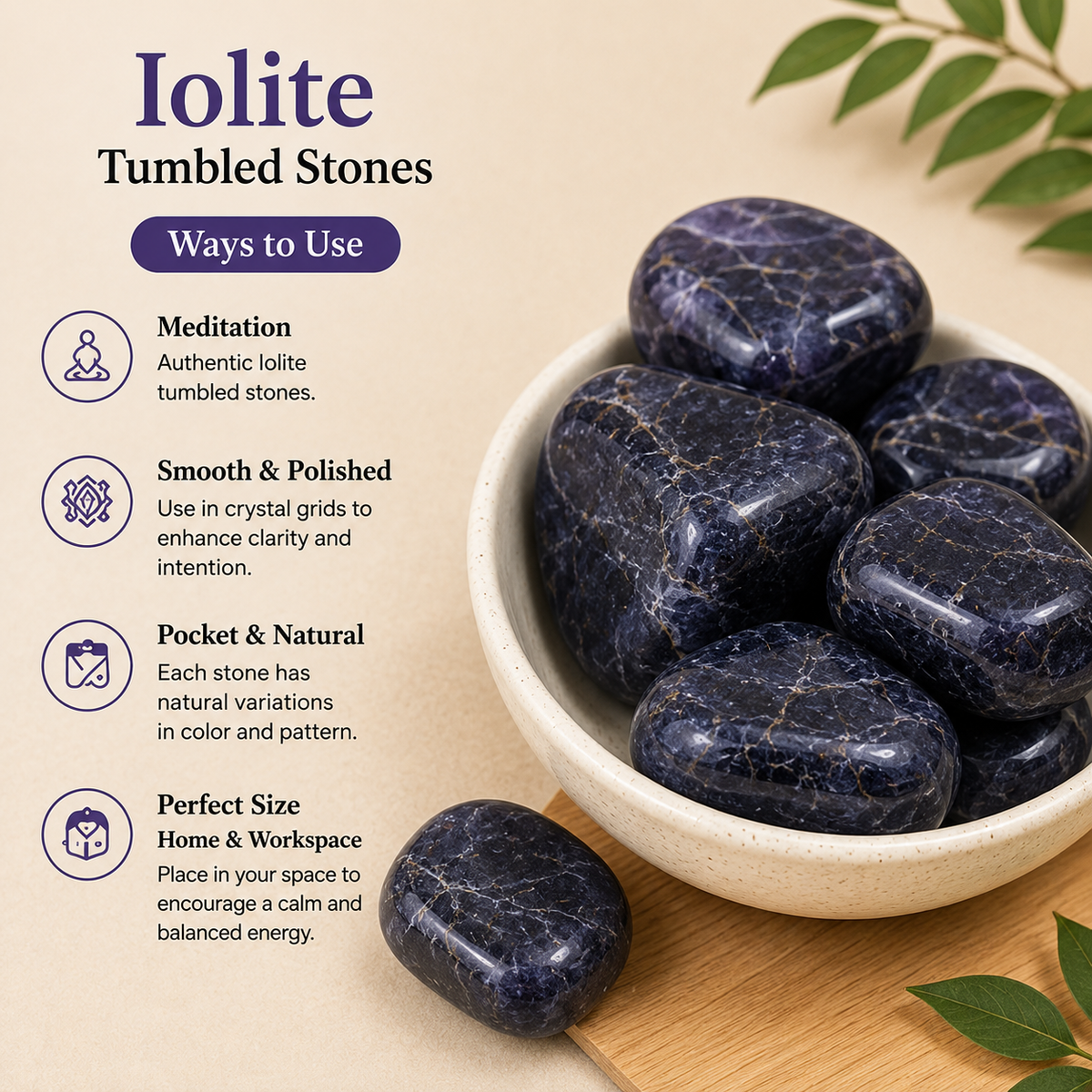 Iolite Tumbled Crystals(Meditation and Communication With Higher Realms) DestGlow