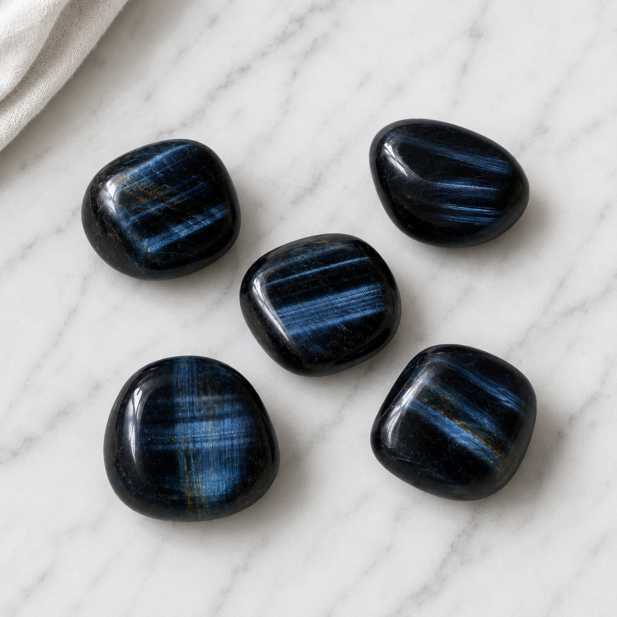 Blue Tiger Eye Tumbled Crystals (Alignment With The Higher Self and Unity Of Heart) DestGlow