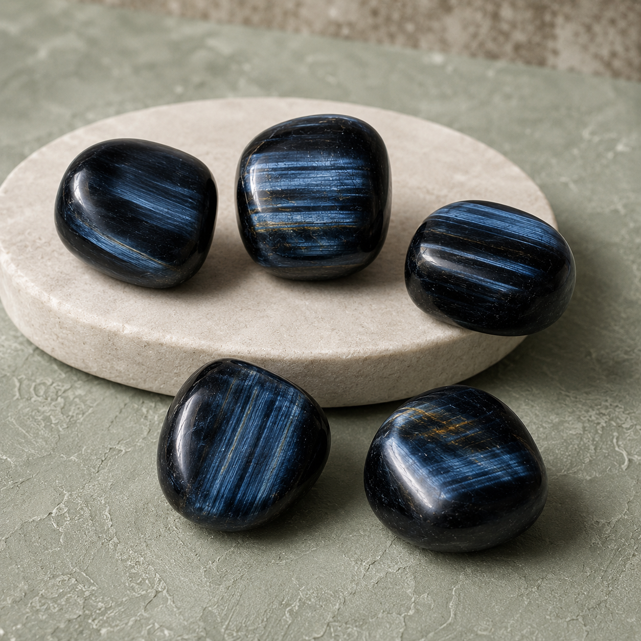 Blue Tiger Eye Tumbled Crystals (Alignment With The Higher Self and Unity Of Heart) DestGlow