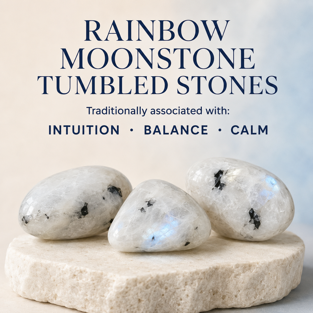 Rainbow Moonstone Tumbled Crystals For Psychic Abilities and Angelic Communication DestGlow