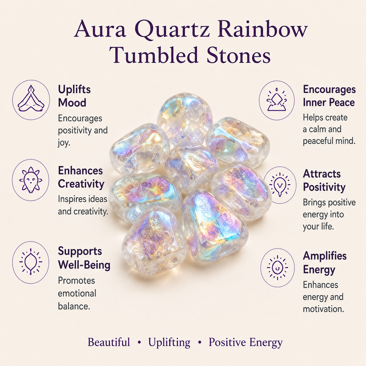Aura Quartz Rainbow Tumbled Crystals (Energy Transfer and Past Life Recall)