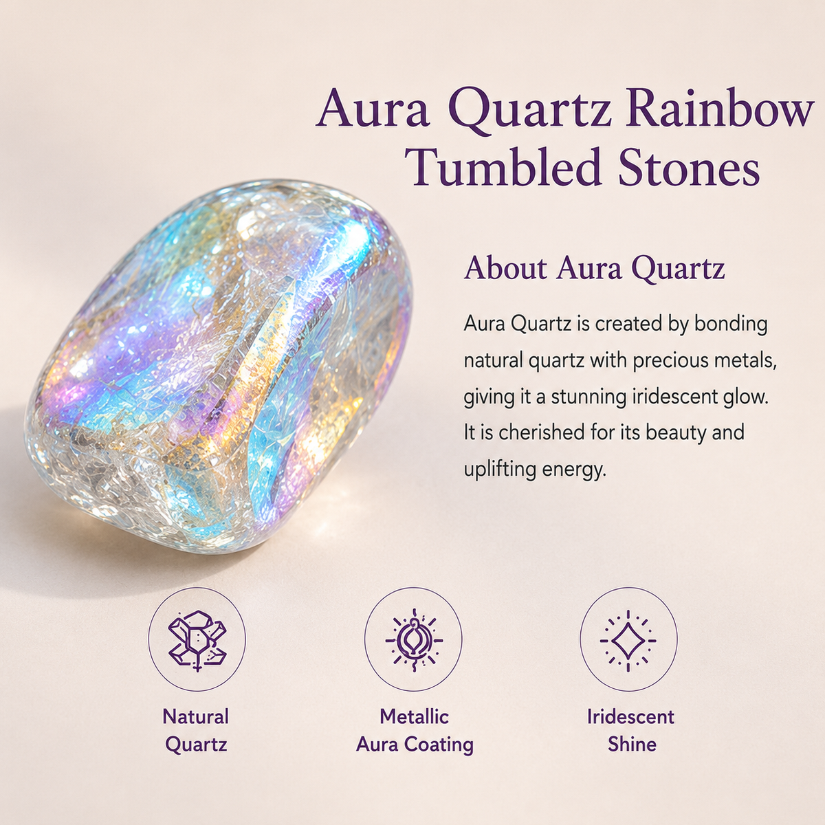 Aura Quartz Rainbow Tumbled Crystals (Energy Transfer and Past Life Recall)