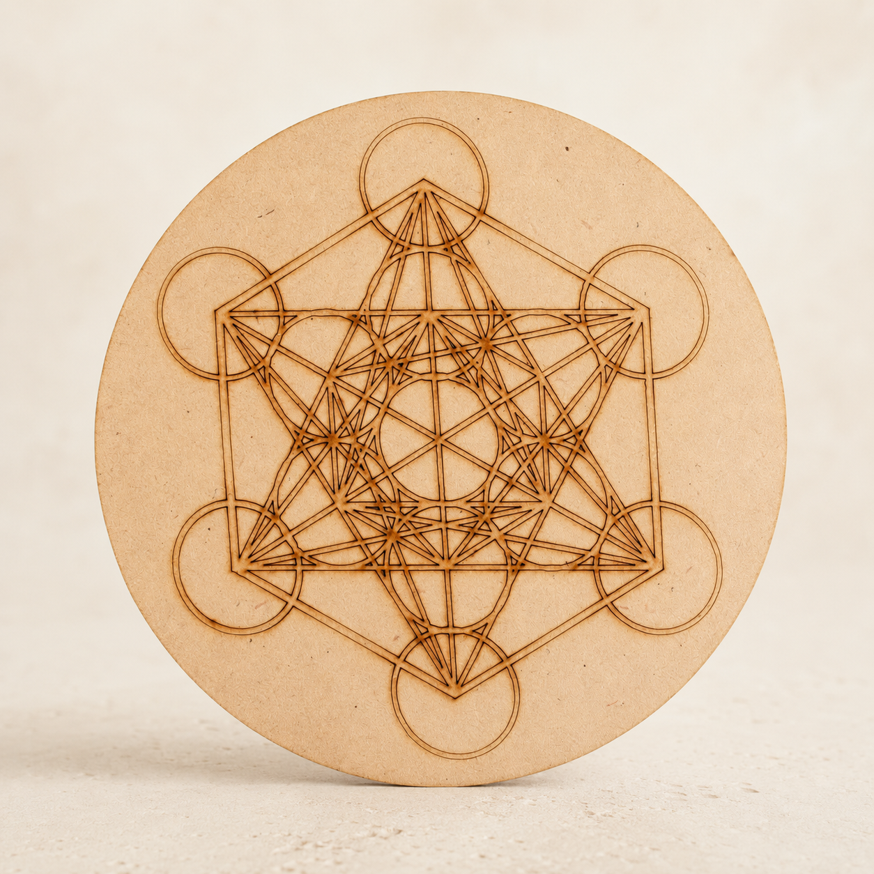 Metatron Cube Crystal Grid Board, 6" Wooden Crystal Grid Plate DestGlow