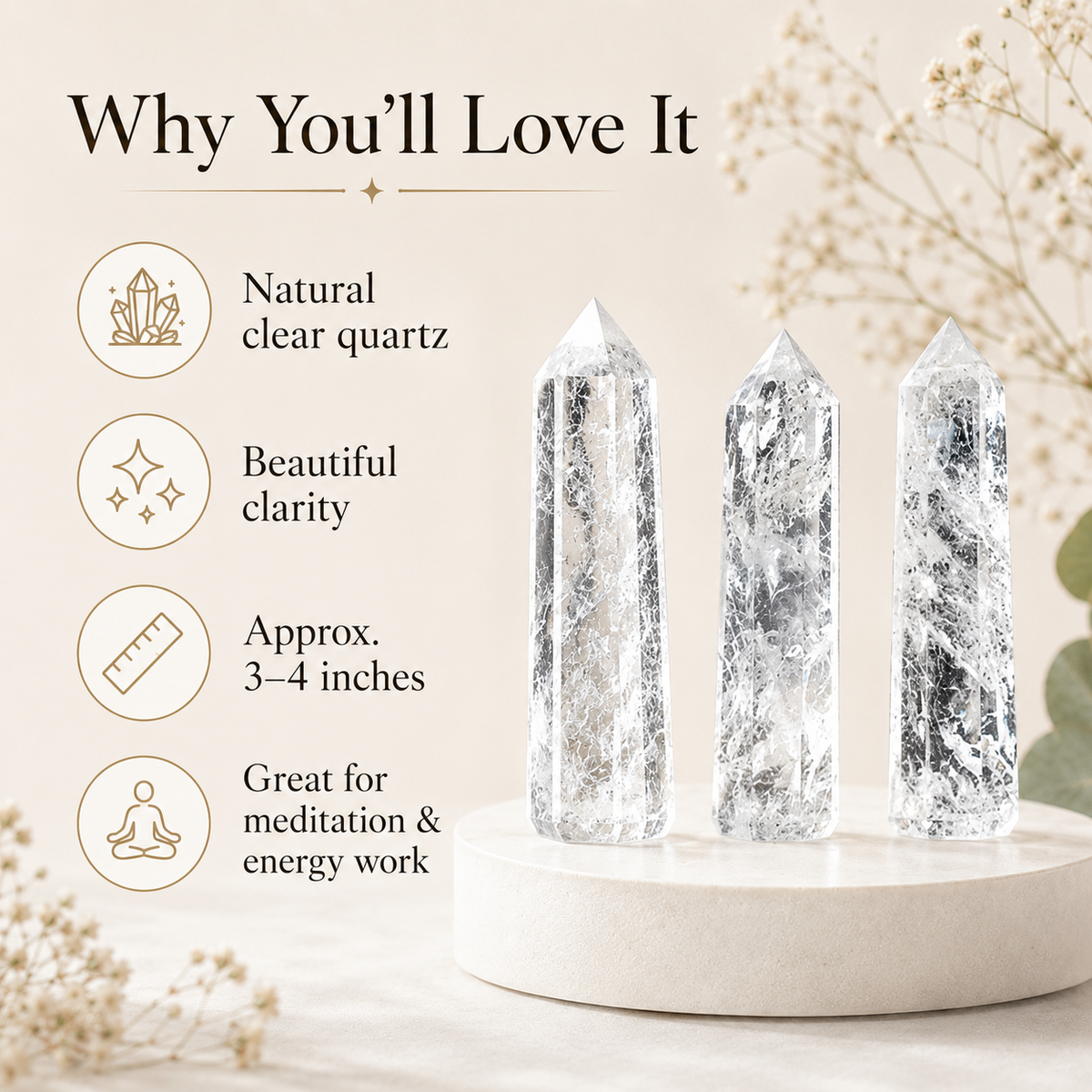Crystal Quartz Tower (Mental Clarity and Emotional Stability) DestGlow