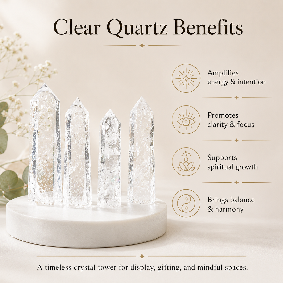 Crystal Quartz Tower (Mental Clarity and Emotional Stability) DestGlow