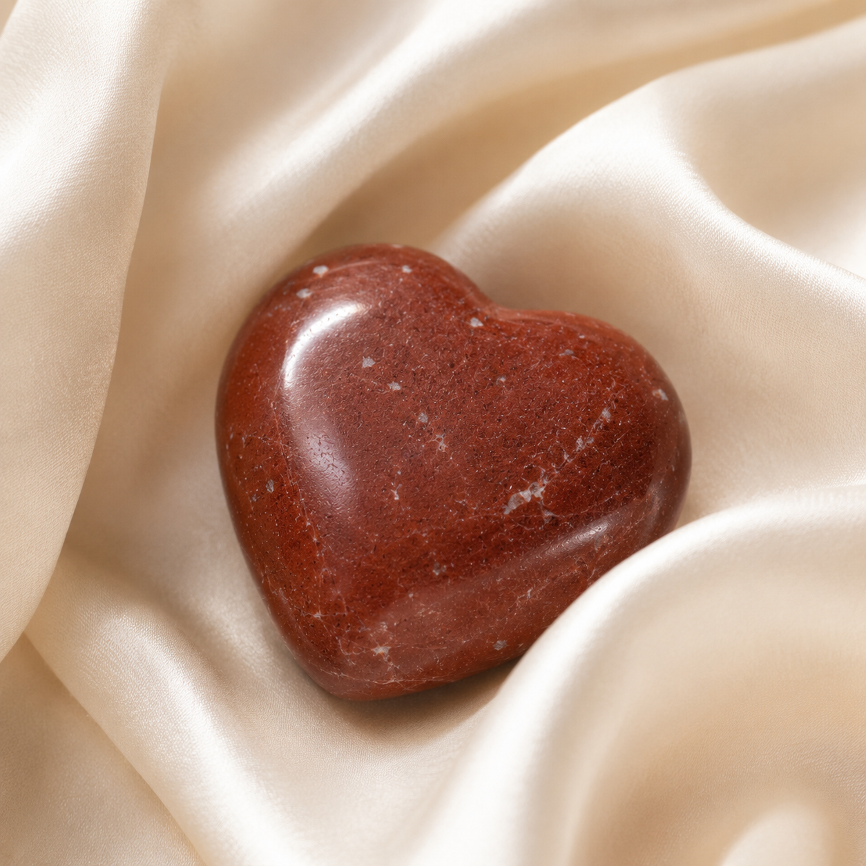 Red Jasper Heart Crystal, Puffy Mini 1 Inch Pocket Crystal Heart DestGlow